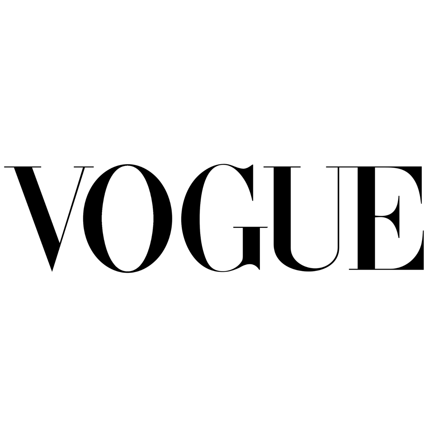 The iconic Vogue magazine logo in bold black serif font on a white background.