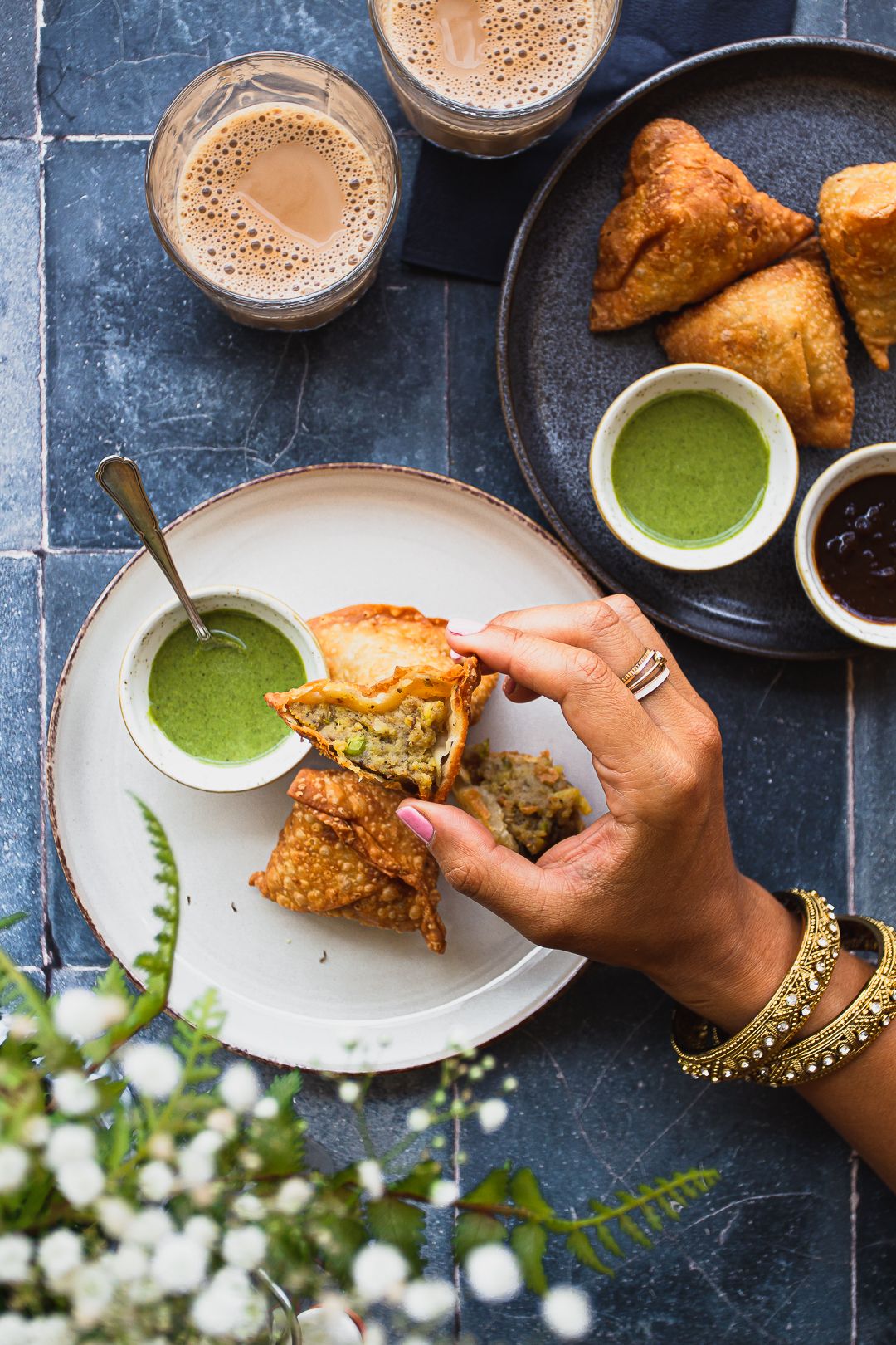 Indian food photography, samosa