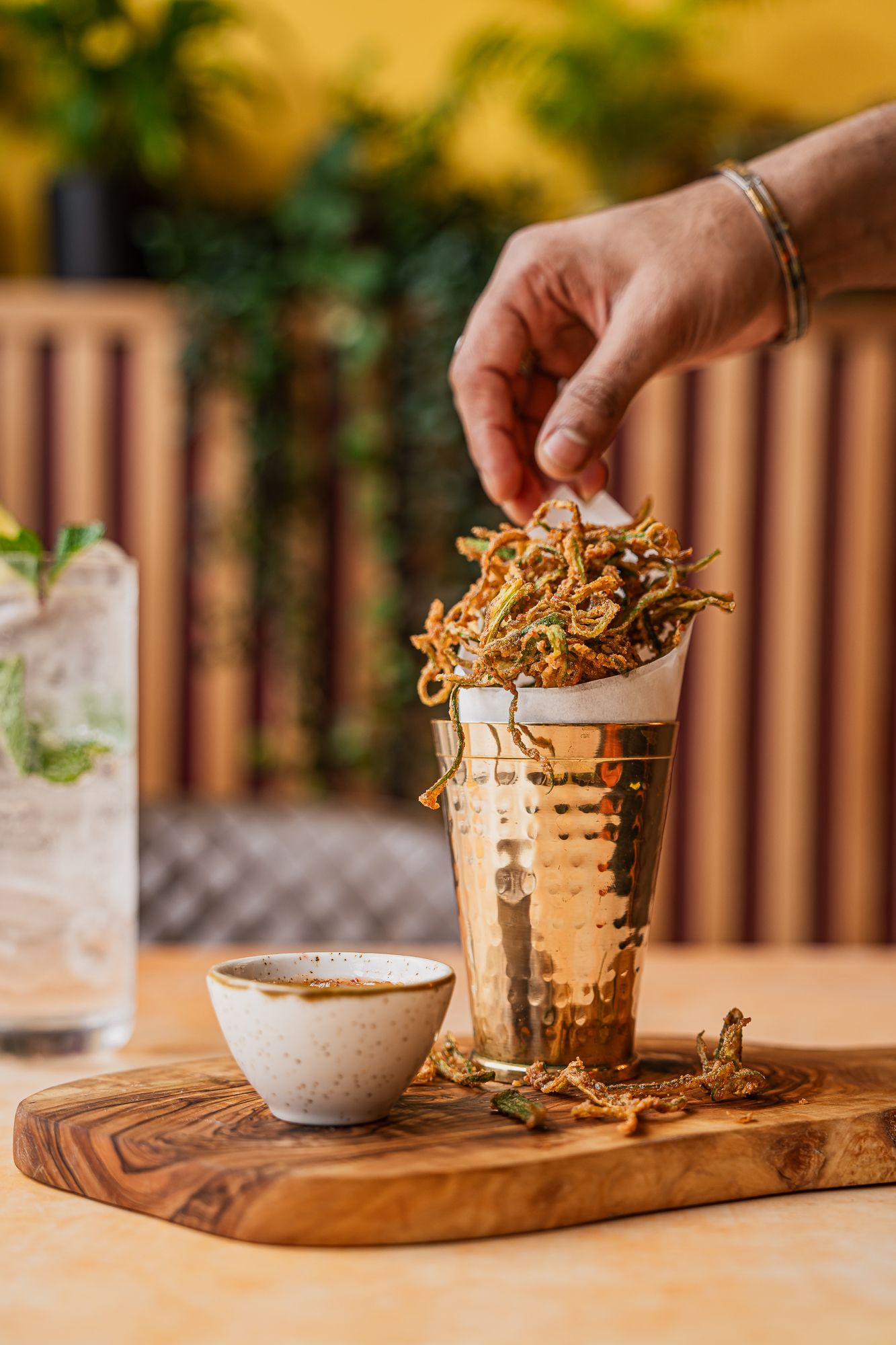 Indian food photography okra fries