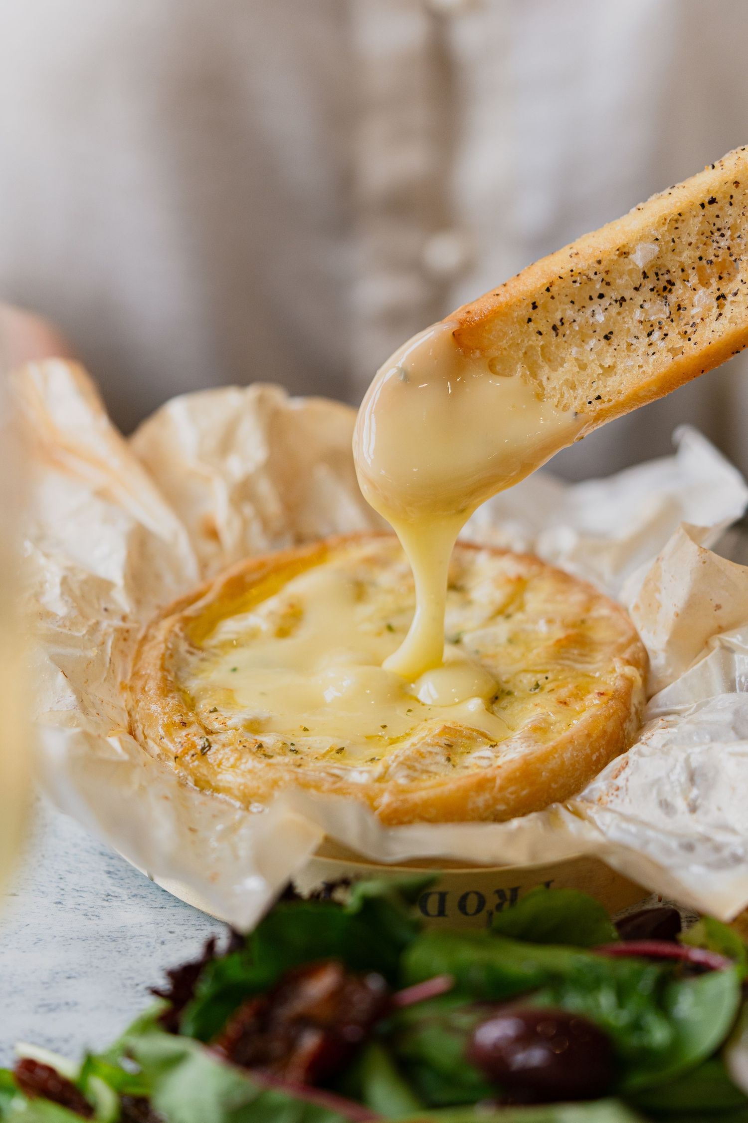 Restaurant photography, baked camembert