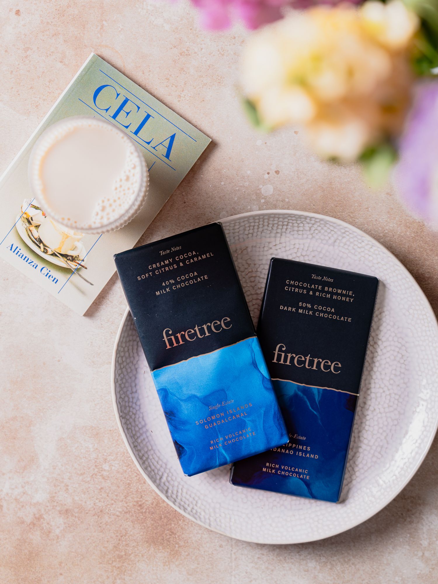 Food product photography for Firetree chocolate bars milk range