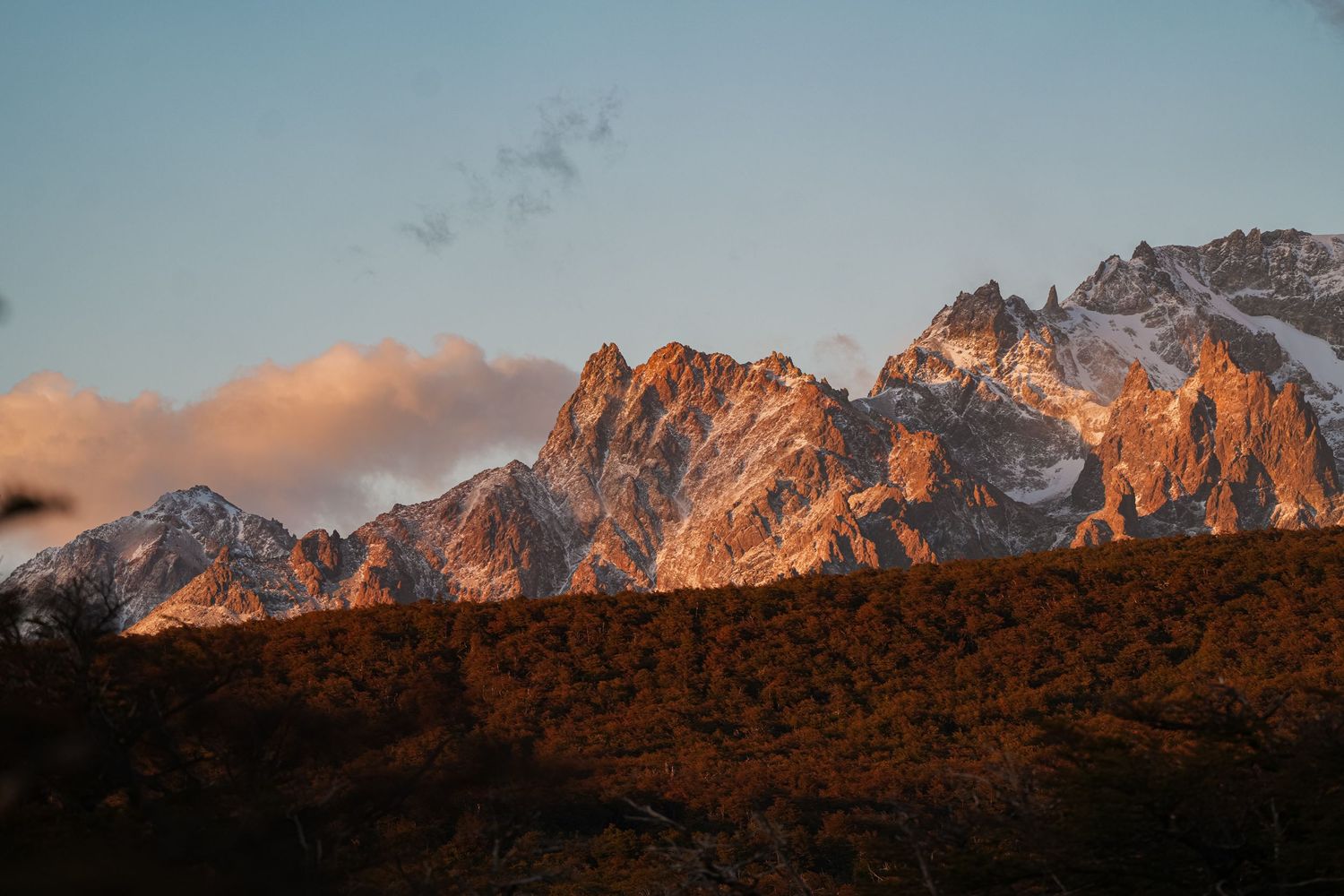 travel photography, mountains in Patagonia Argentina at sunrise