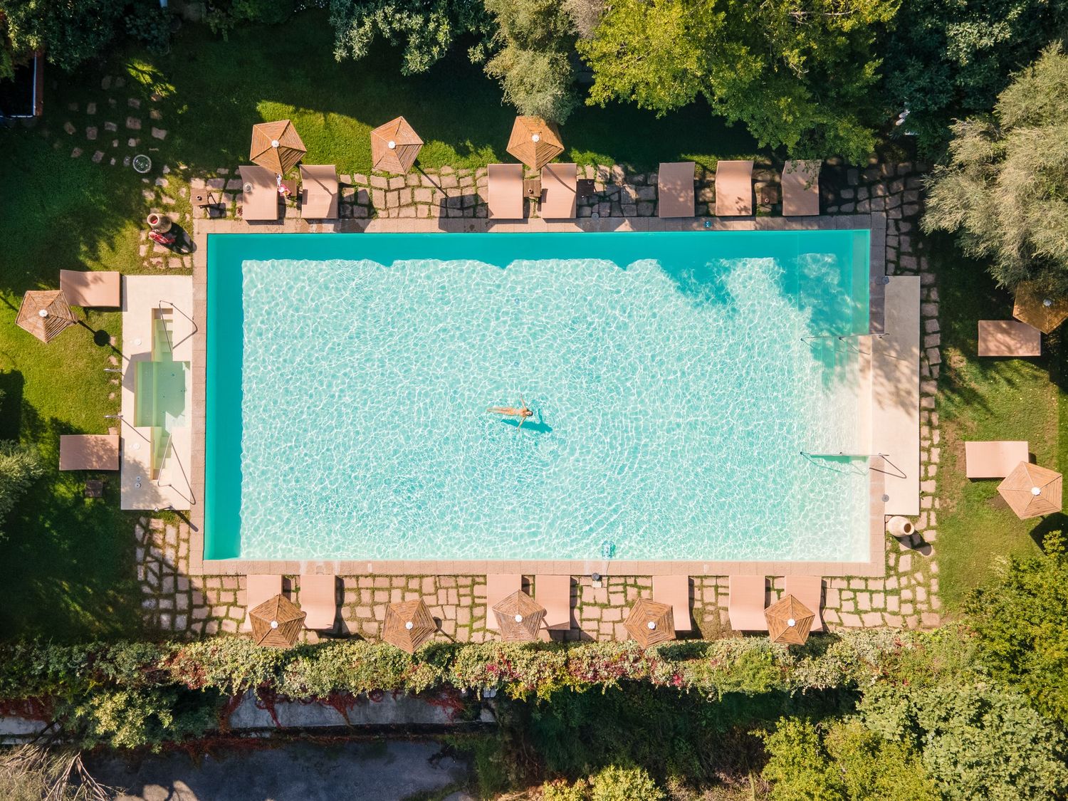 Top down pool photography for luxury hotel in Sardinia