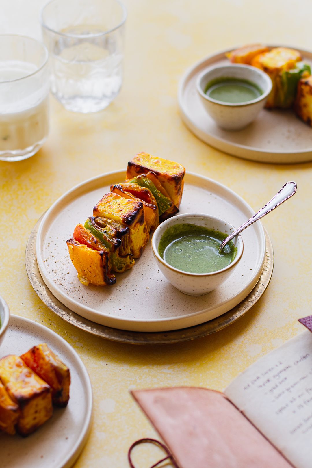 Indian food photography, paneer skewer