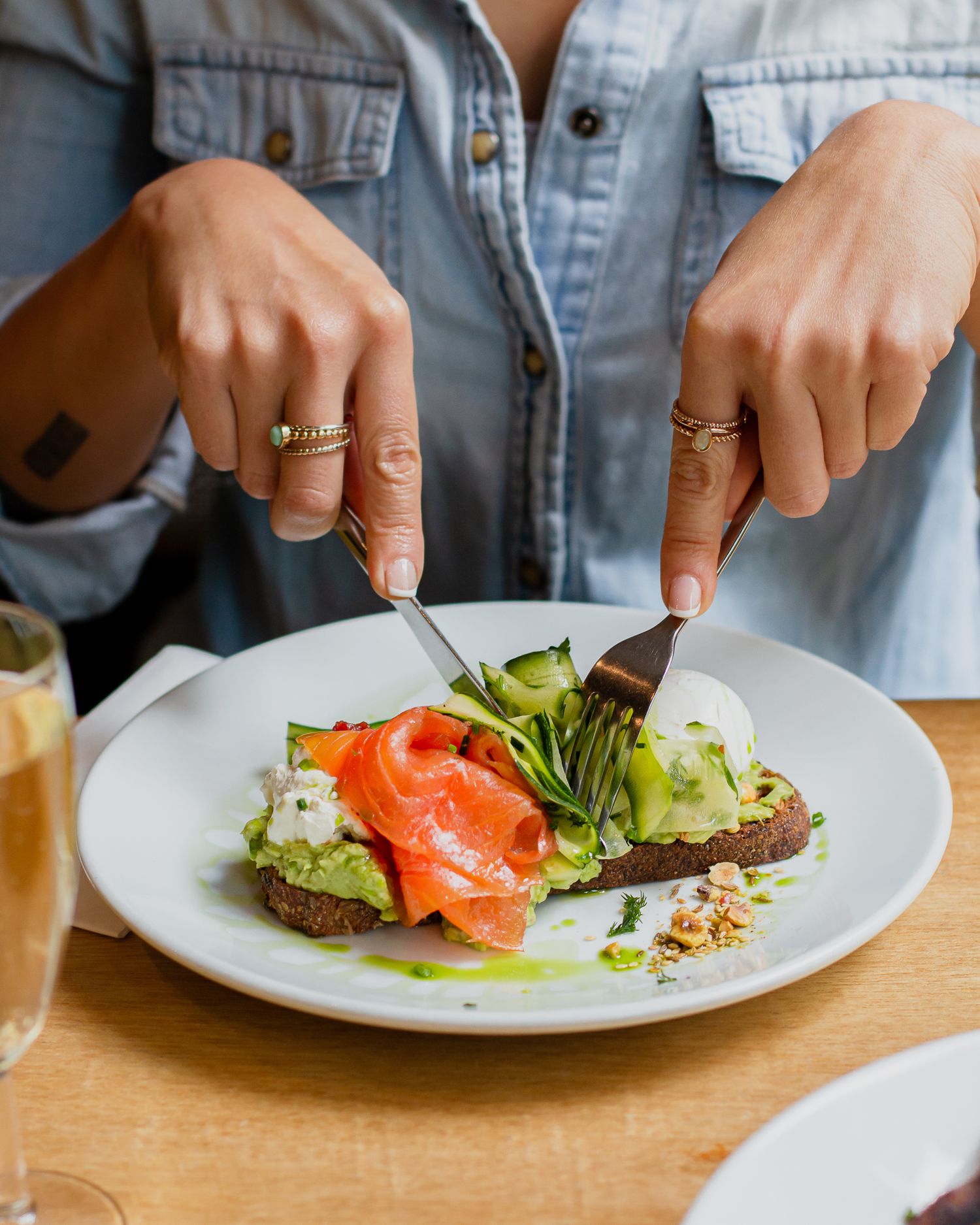 Restaurant photography, avocado toast with smoked salmon