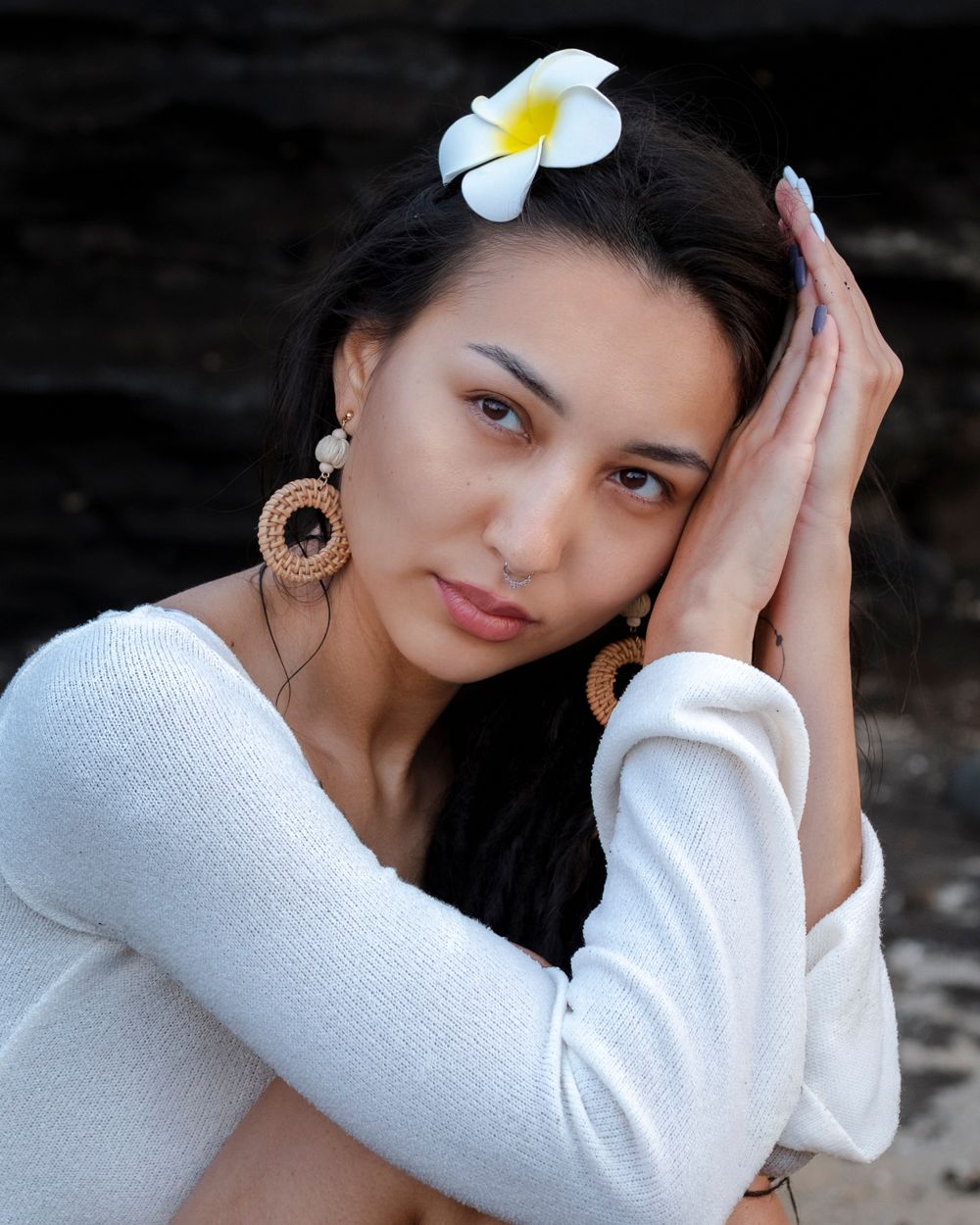 Beautiful portrait photo on Sandy Beach of Oahu Hawaii