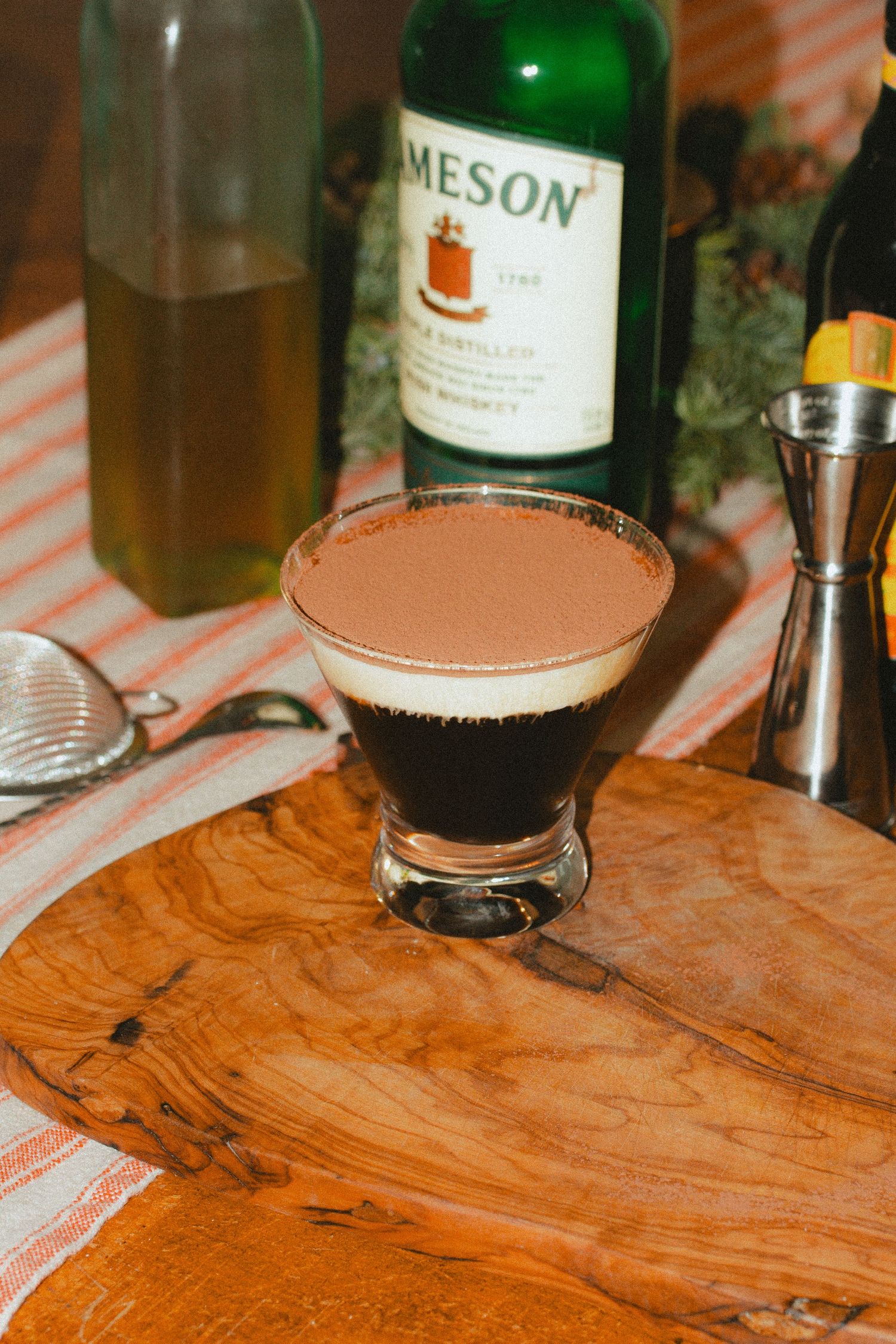 A film style photo show the making of an espresso martini being made in the home a series taken by Stoked Media