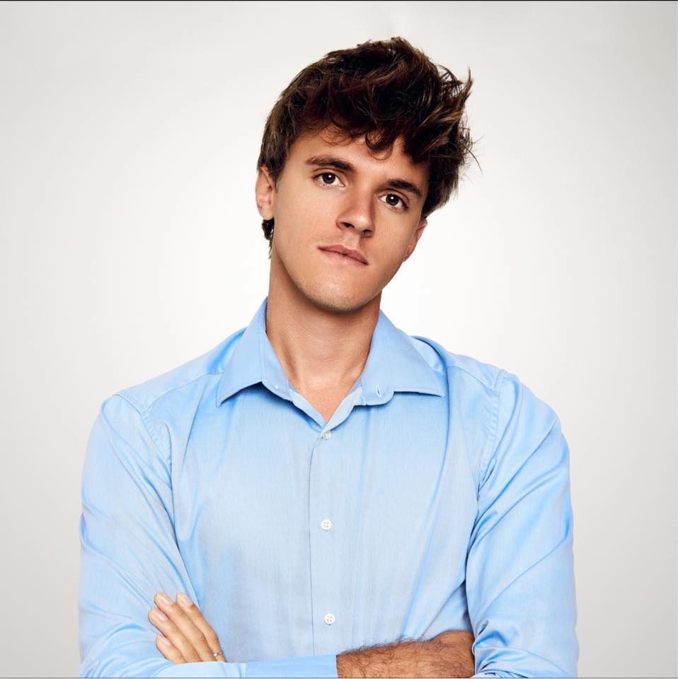 Series of headshots showing a person in light blue button-down shirt against white background.