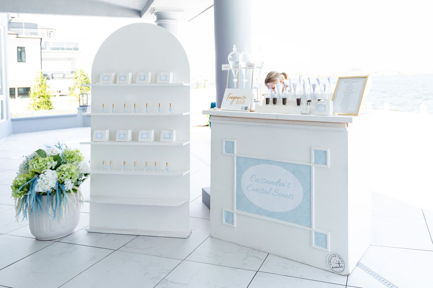 Custom fragrance bar for a bridal shower.