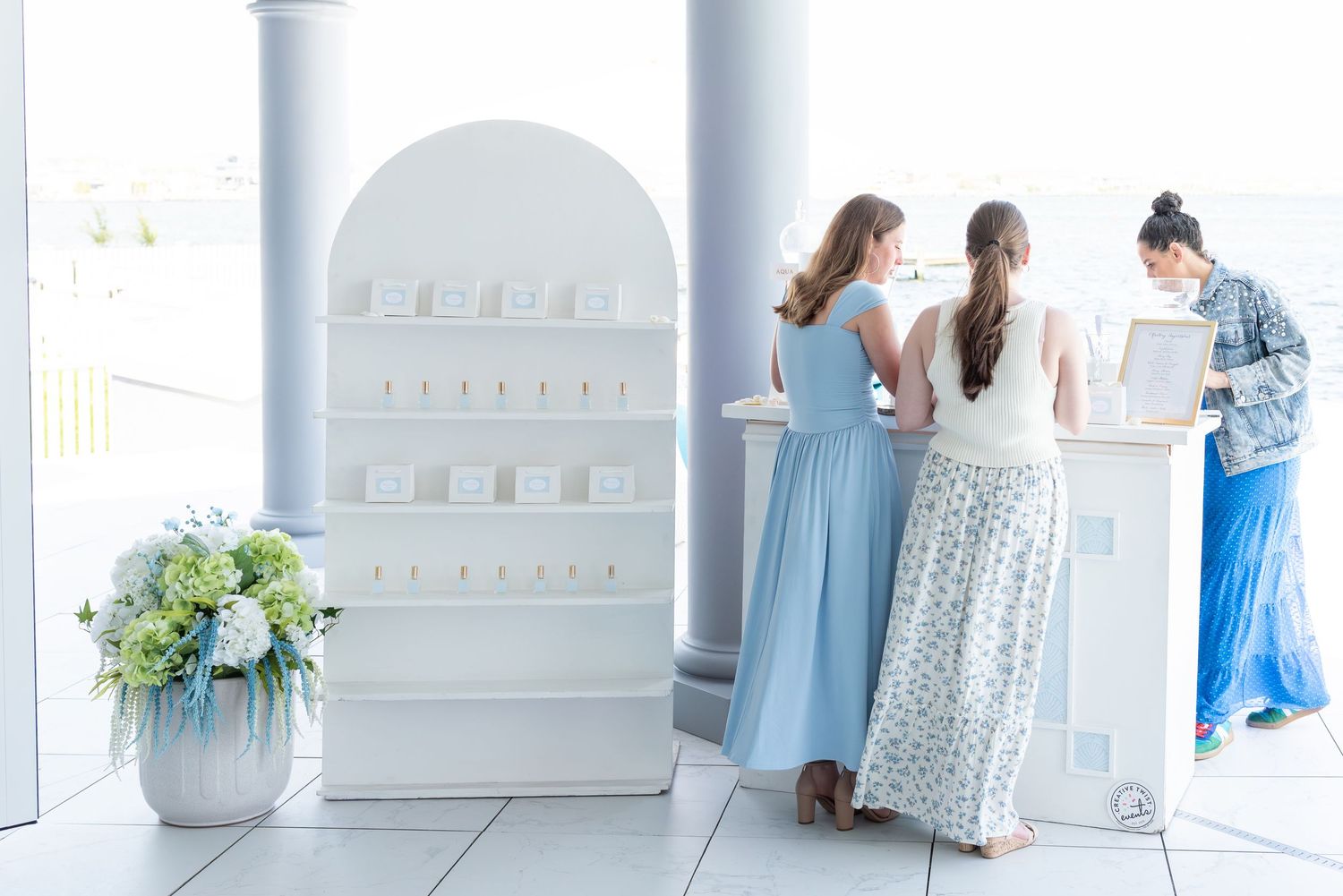 Custom fragrance bar for a bridal shower.