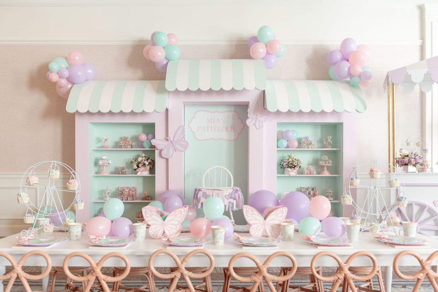 The backdrop from our Maison Mia Birthday Party design.