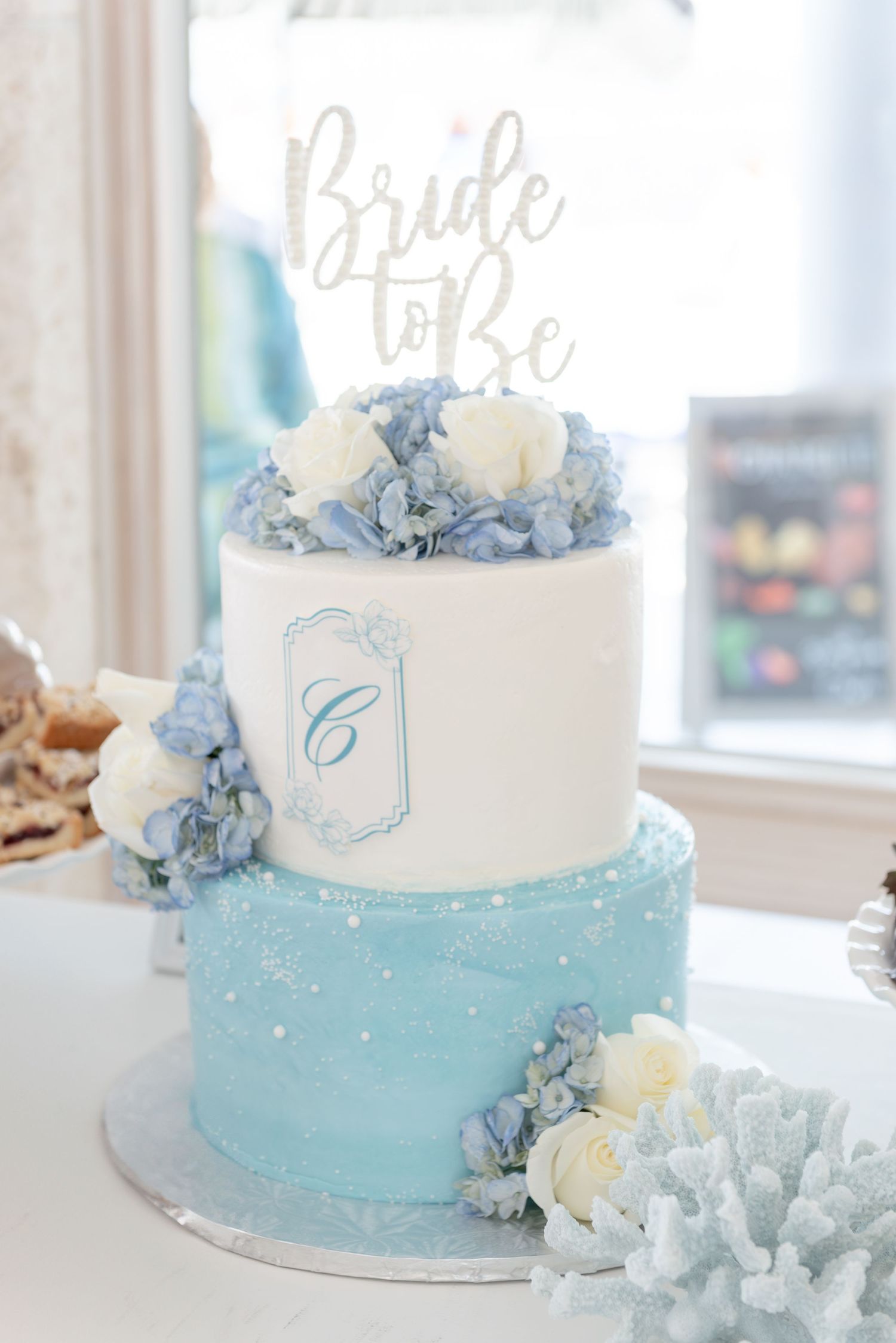 Custom cake at a bridal shower.
