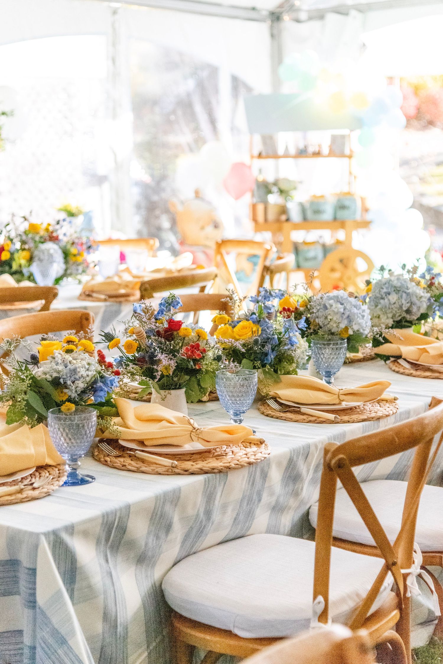 A tablescape from our ONE Hundred Acre Wood design.