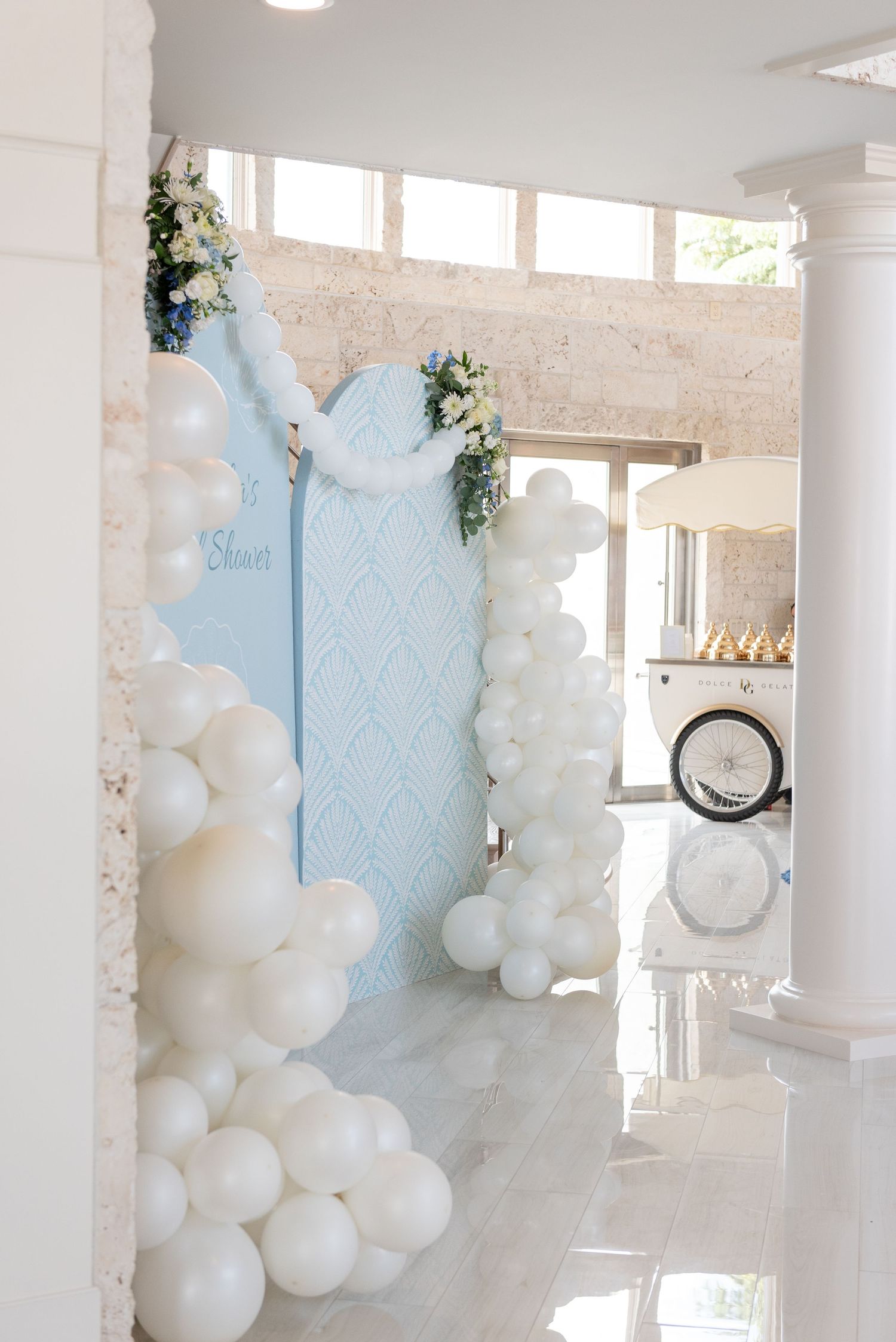 Custom backdrop at a bridal shower.