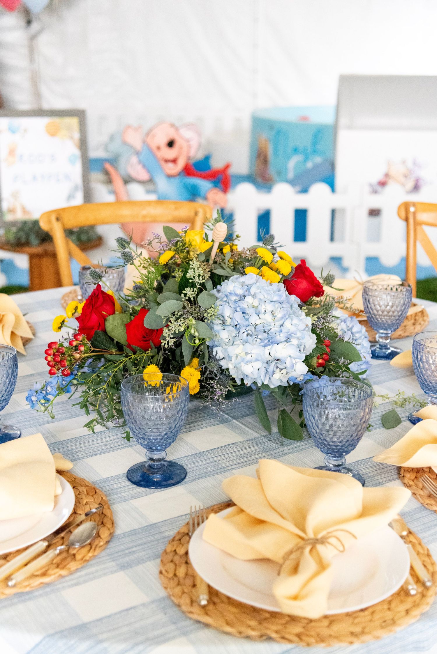 A tablescape from our ONE Hundred Acre Wood design.