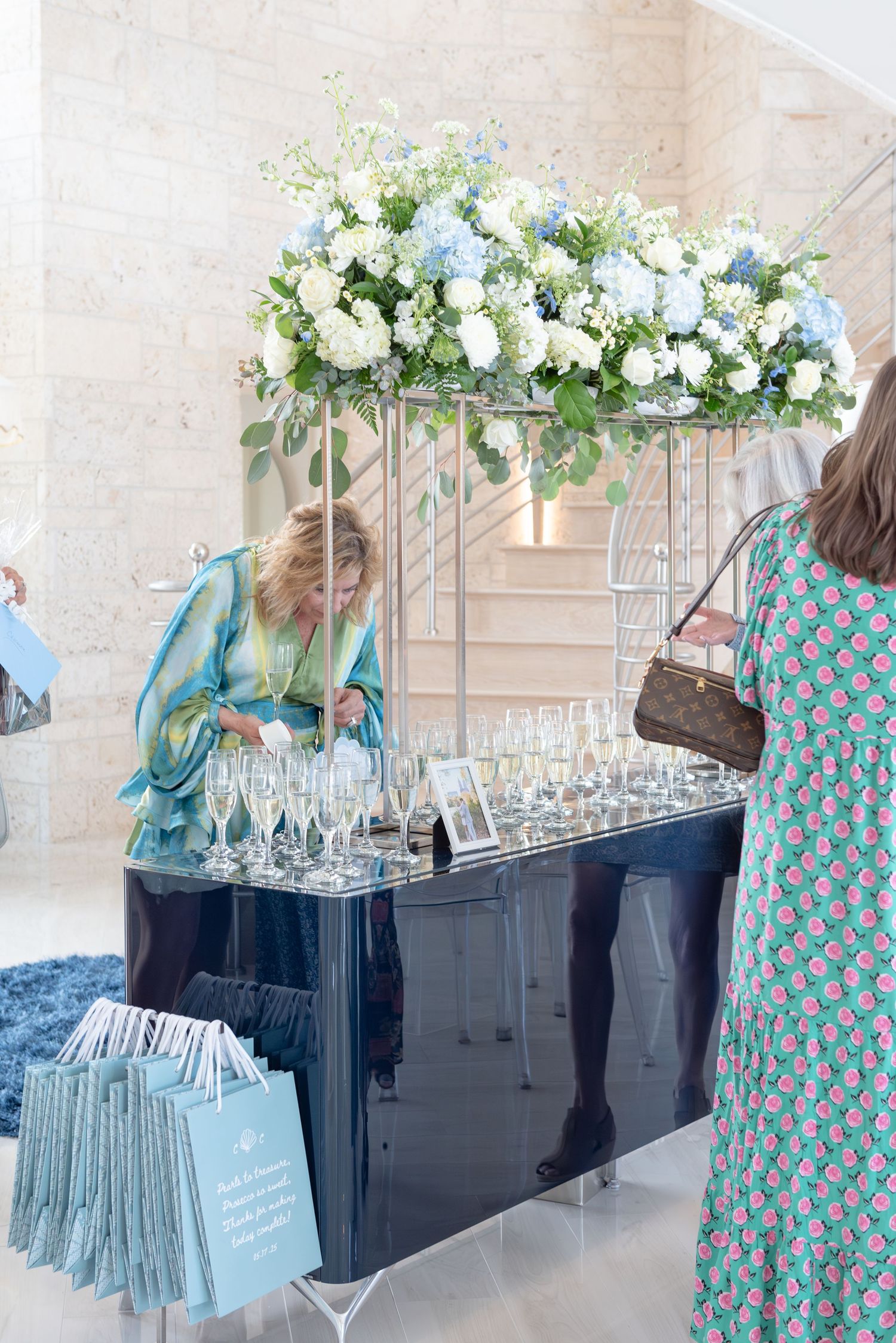 The entrance display at a bridal shower by the sea.