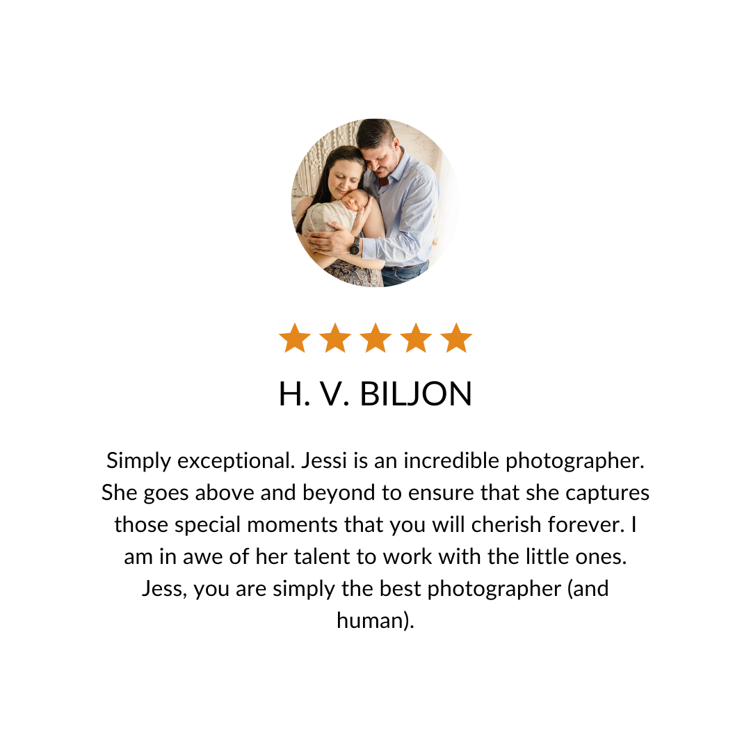 Five star review praising a photographer's exceptional ability to capture special family moments.