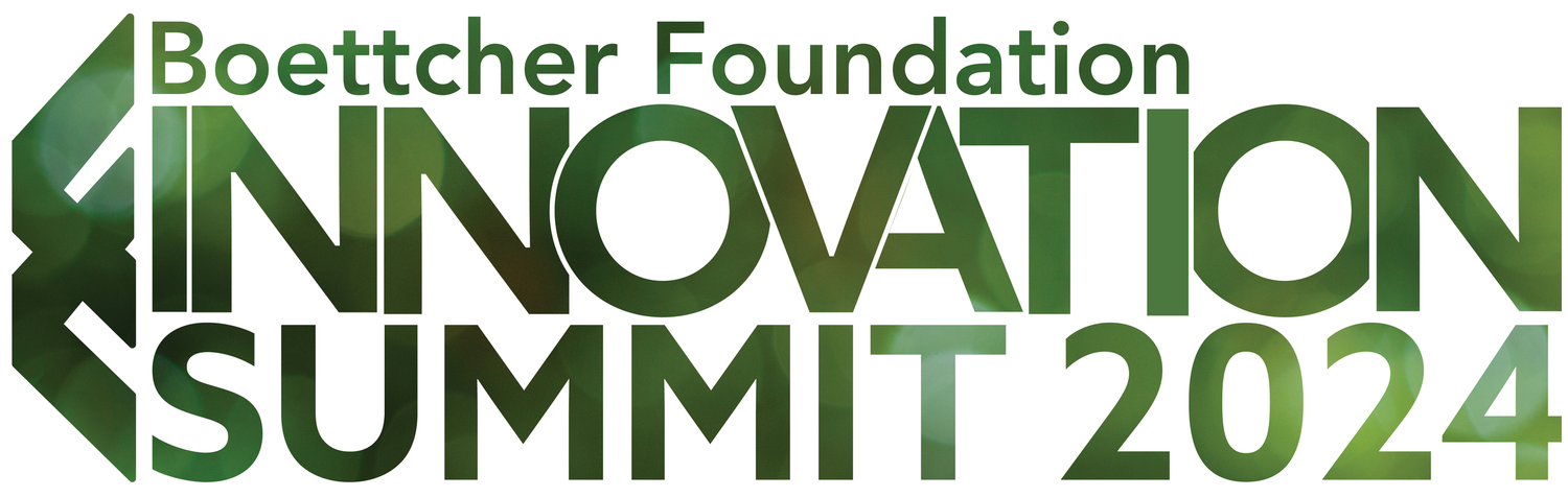 Green and black banner for Boettcher Foundation Innovation Summit 2024 event.