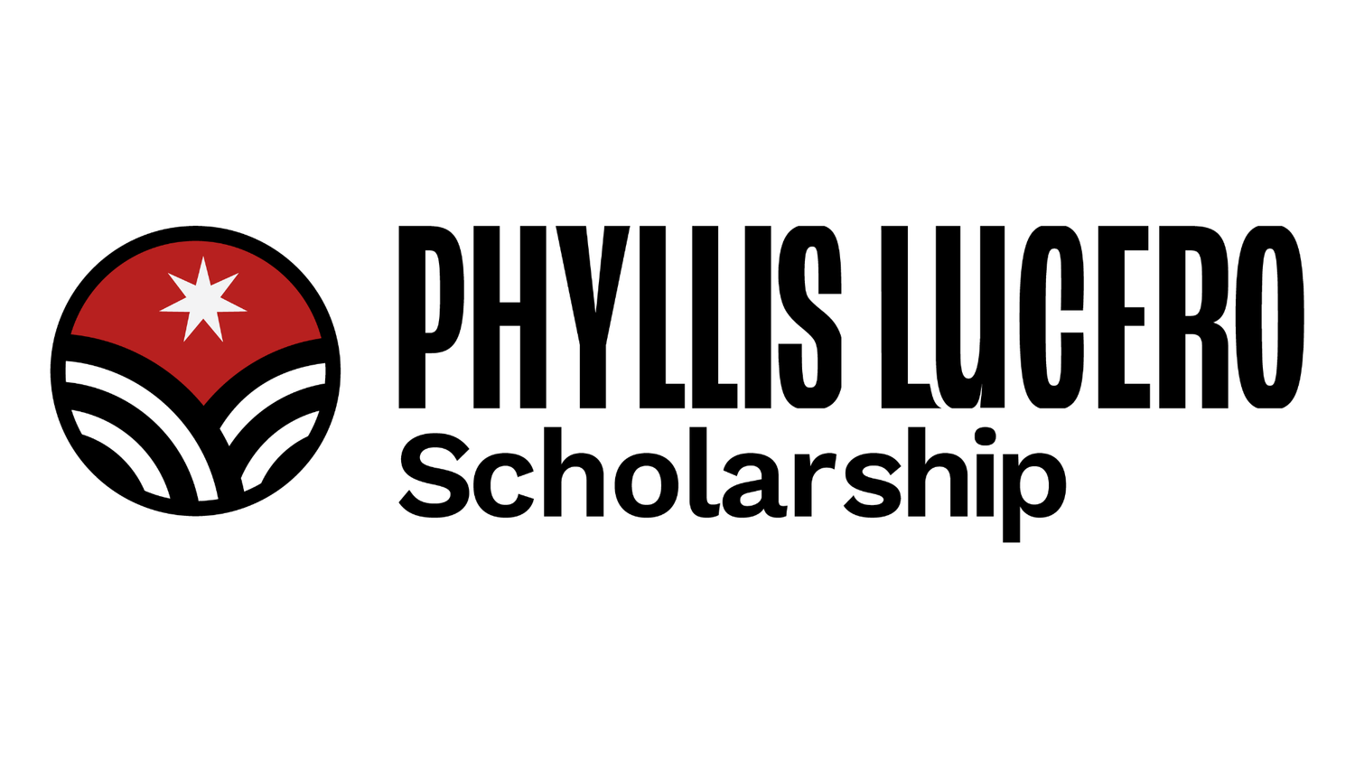 Phyllis Lucero Scholarship logo with a red and black emblem featuring a star and wheat symbol.