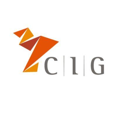 Orange and gray modern corporate logo design with geometric shapes.