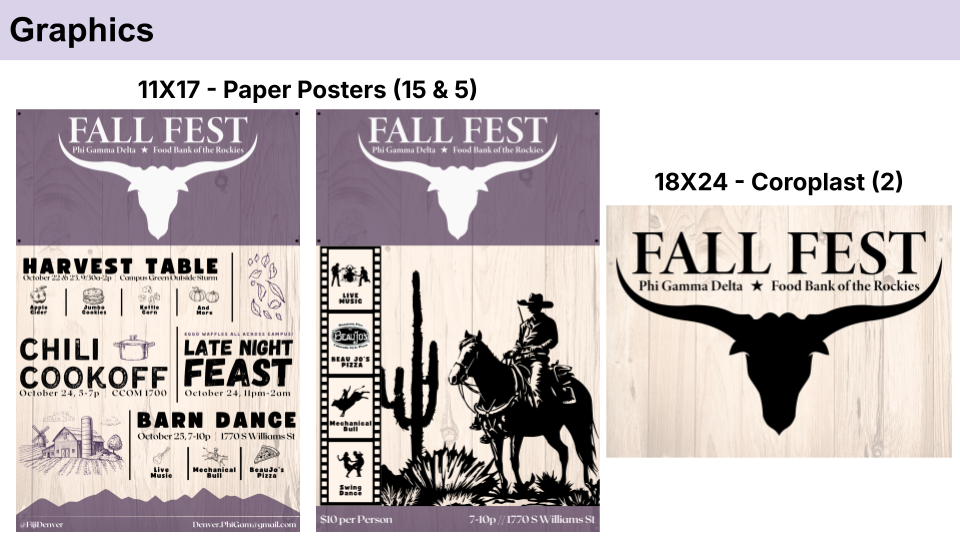 A collection of decorative graphics and logos featuring western and fall festival themed design elements.