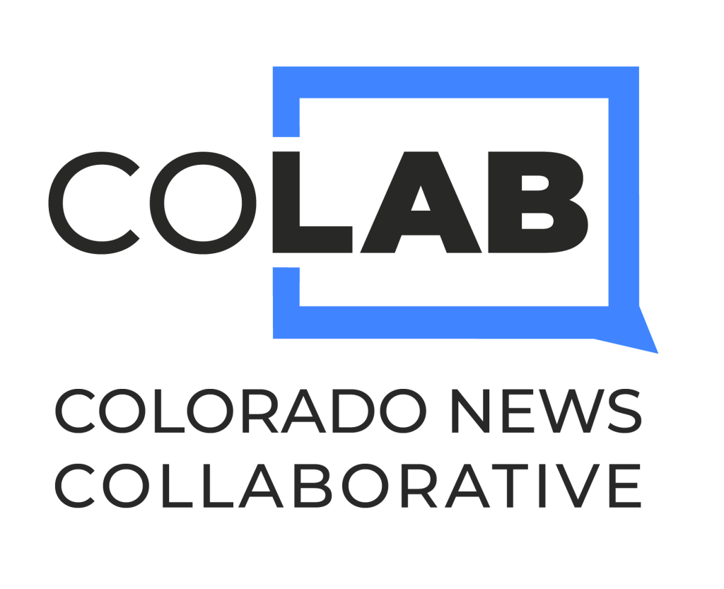 Modern logo design for Colorado News Collaborative (COLab) in blue and black.