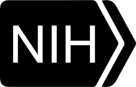 NIH logo in black text with right-pointing arrow design.