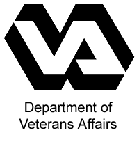 Department of Veterans Affairs logo featuring interlocking VA letters in black.
