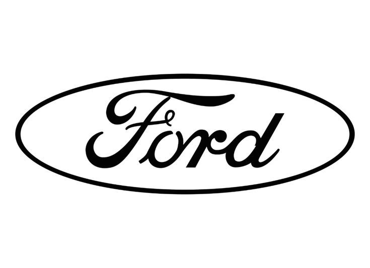 Classic Ford Motor Company oval logo in black and white.