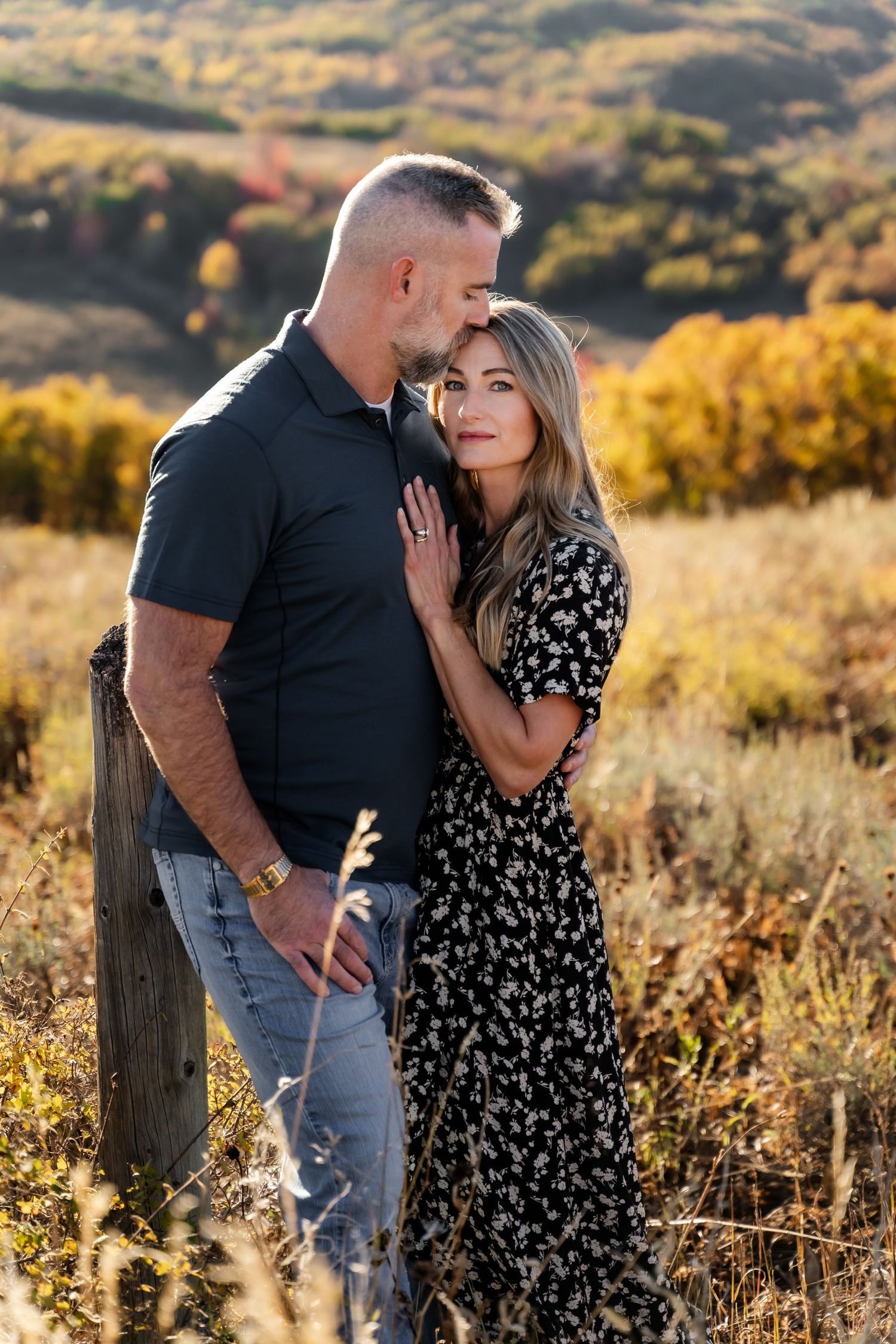 Family Session. Snow Basin, Utah with fall colors by large rocks.  Northern Utah Photographer