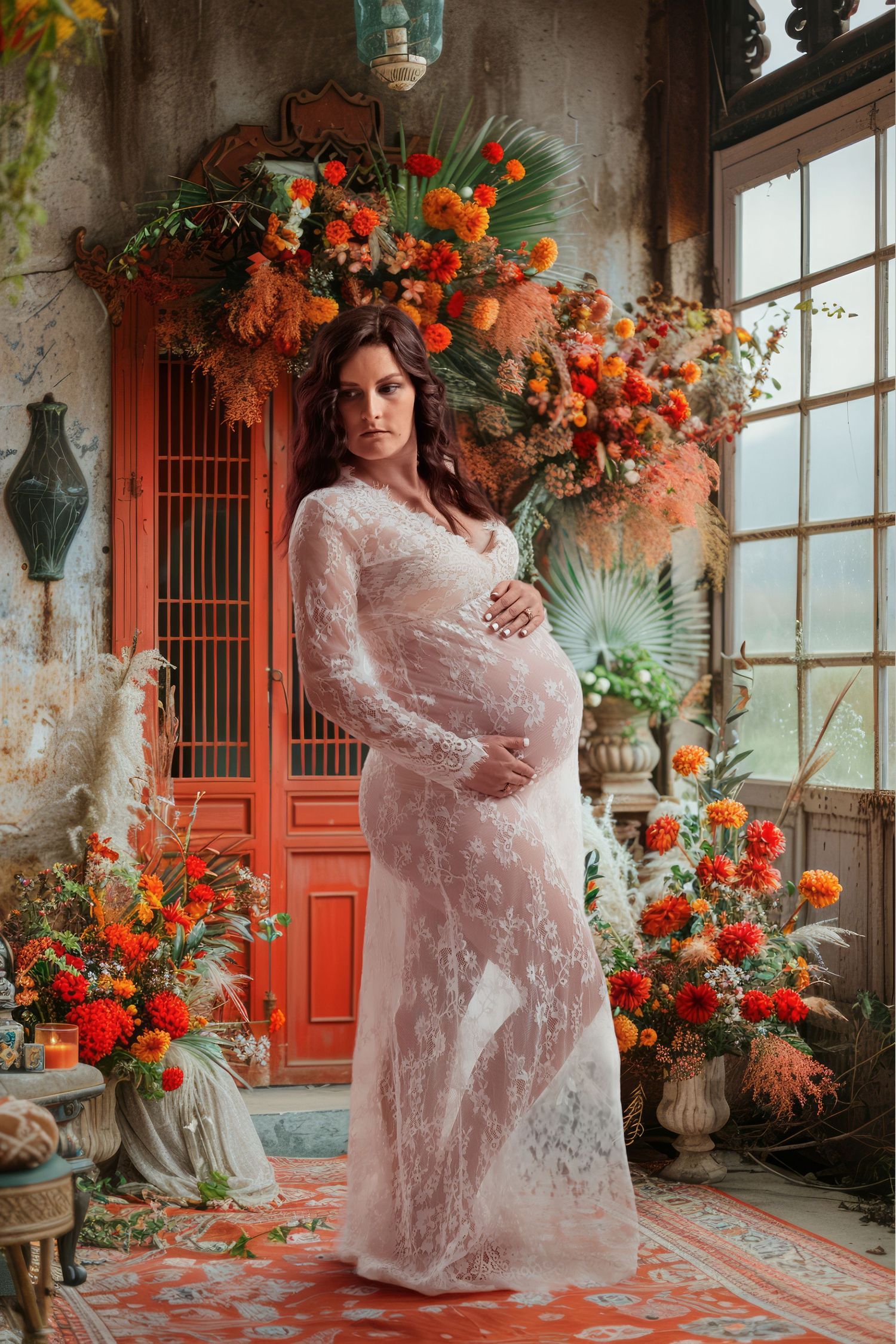 Curated maternity session with gown and stunning studio.  The Monarch. Ogden, Utah. Northern Utah Photographer.