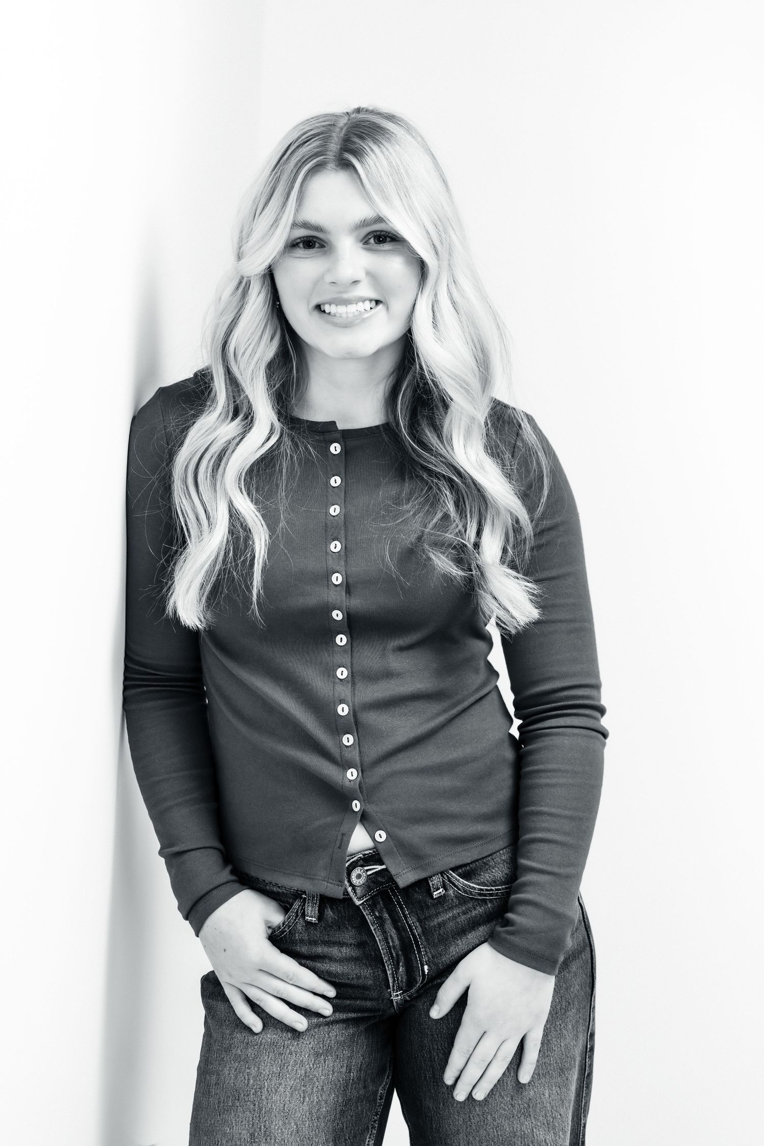Corporate Headshots. Personality Session. Black and white. Girl teen with t-shirt. The Monarch, Ogden Utah Northern Utah Photographer
