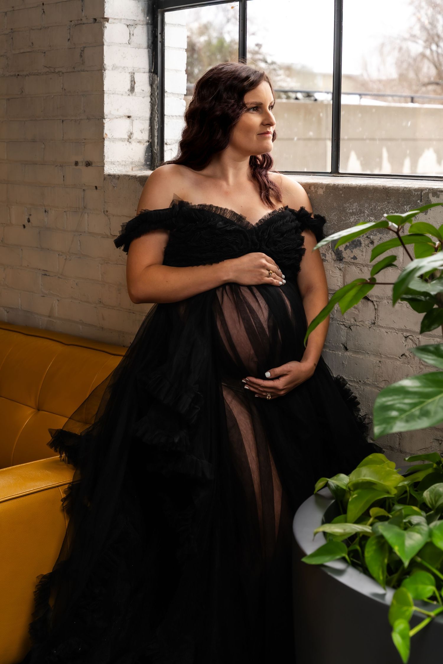 Curated maternity session with gown and stunning studio.  The Monarch. Ogden, Utah. Northern Utah Photographer.