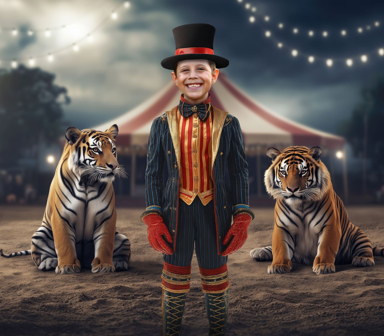 Fairytale Session for a young boy at a carnival with tigers at The Monarch. Northern Utah Photographer