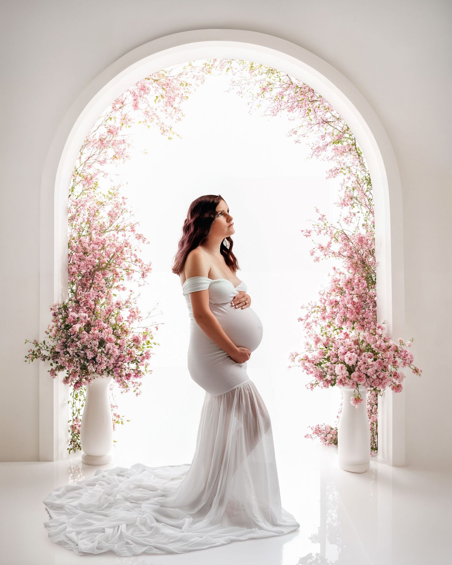Curated maternity session with gown and stunning studio.  The Monarch. Ogden, Utah. Northern Utah Photographer.