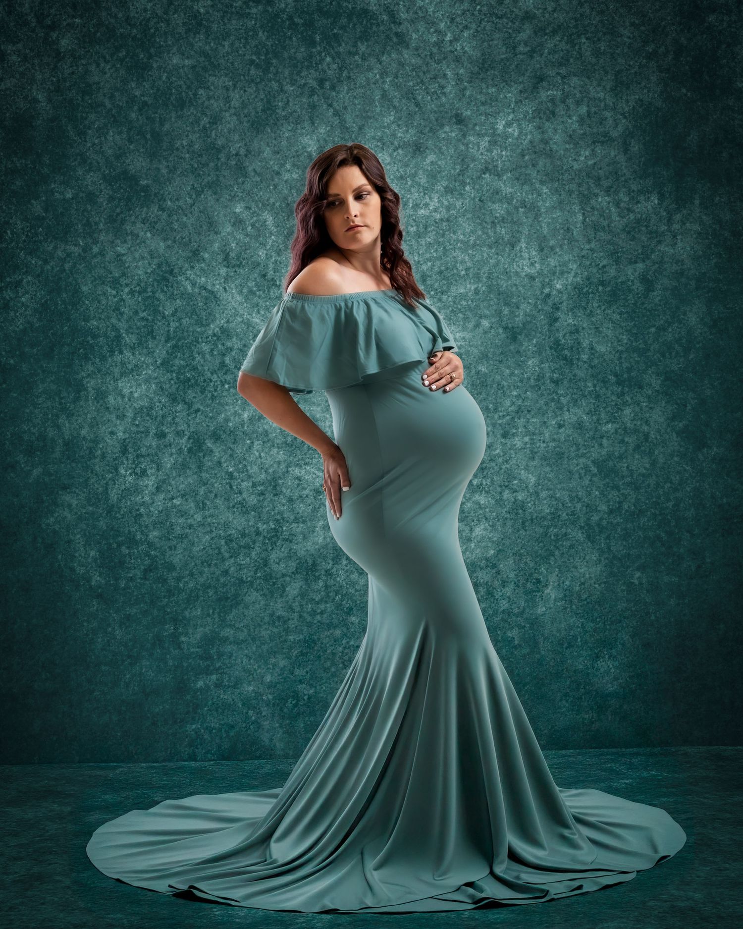 Curated maternity session with gown and stunning studio.  The Monarch. Ogden, Utah. Northern Utah Photographer.