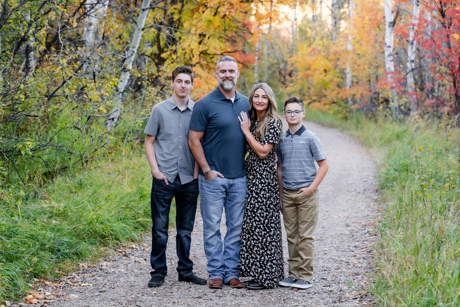 Family session at Snow Basin, Utah. Fall. Trail with fall colors.  Northern Utah Photographer