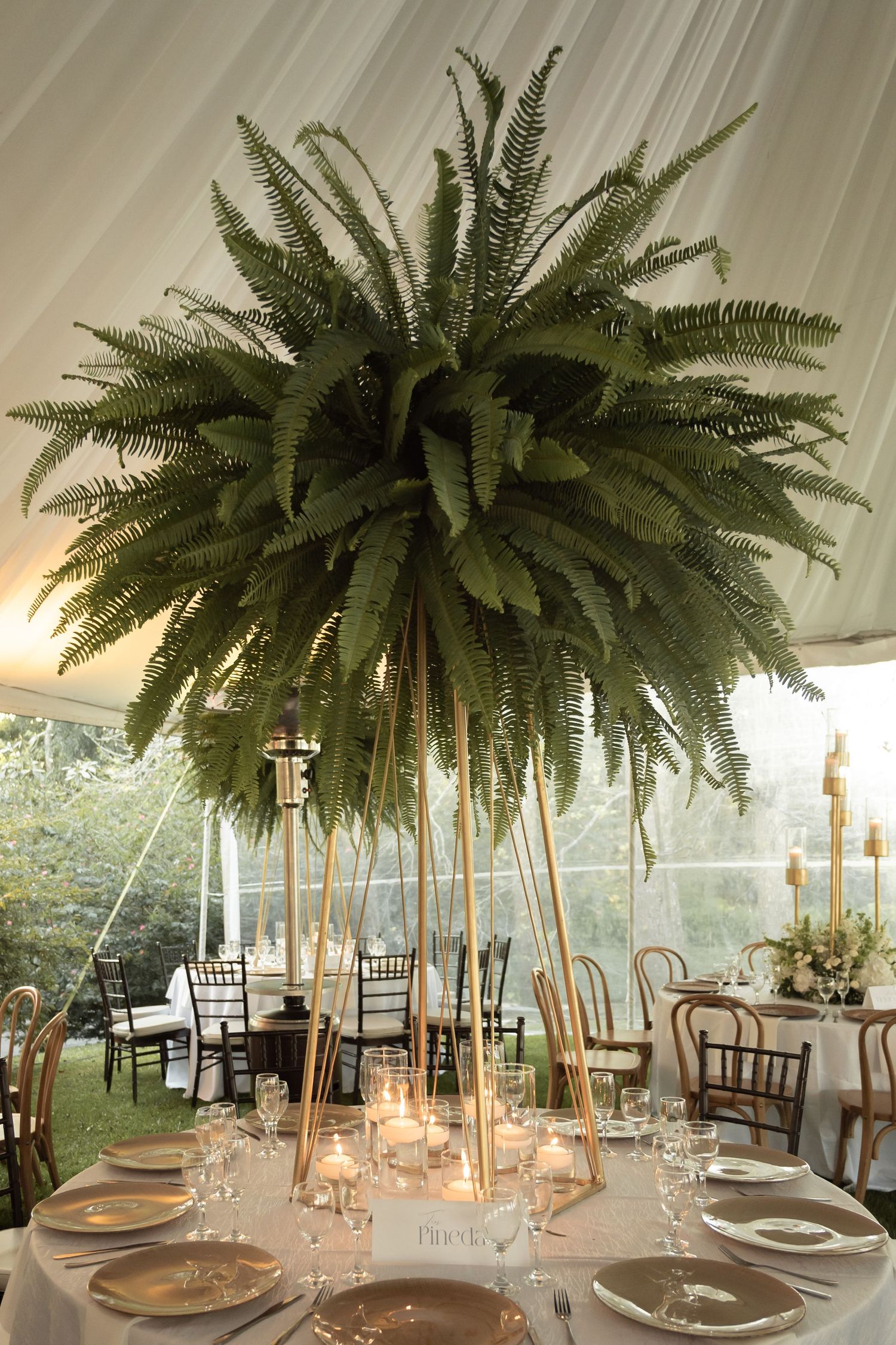 Editorial-style reception details for a luxury wedding dinner setting.