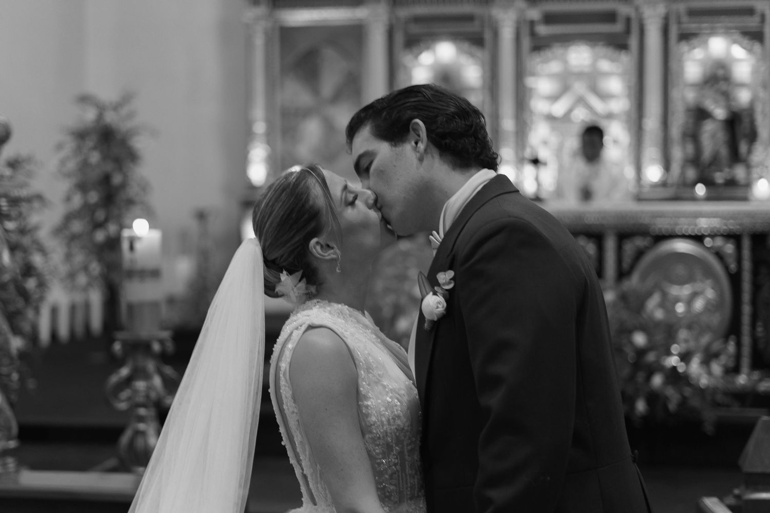 Candid exchange of vows during an intimate wedding celebration.
