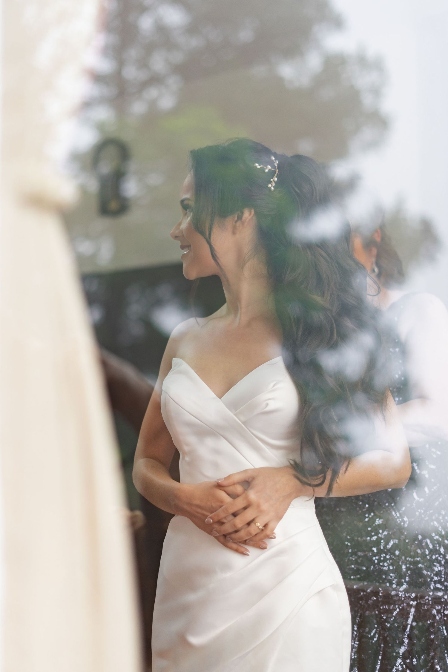 Bridal editorial portrait with soft tones and timeless elegance.