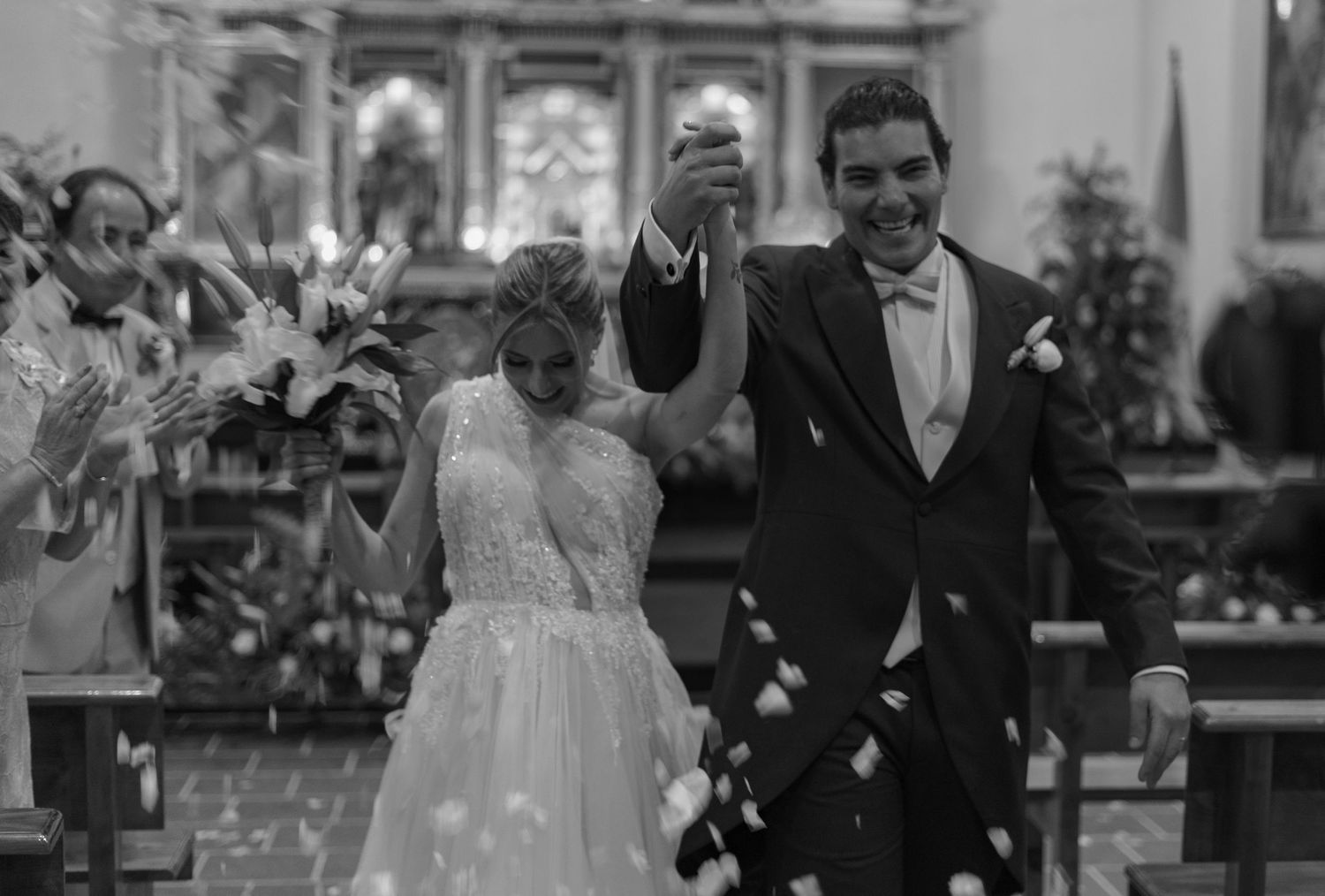 Authentic moment of joy during a high-end wedding ceremony.
