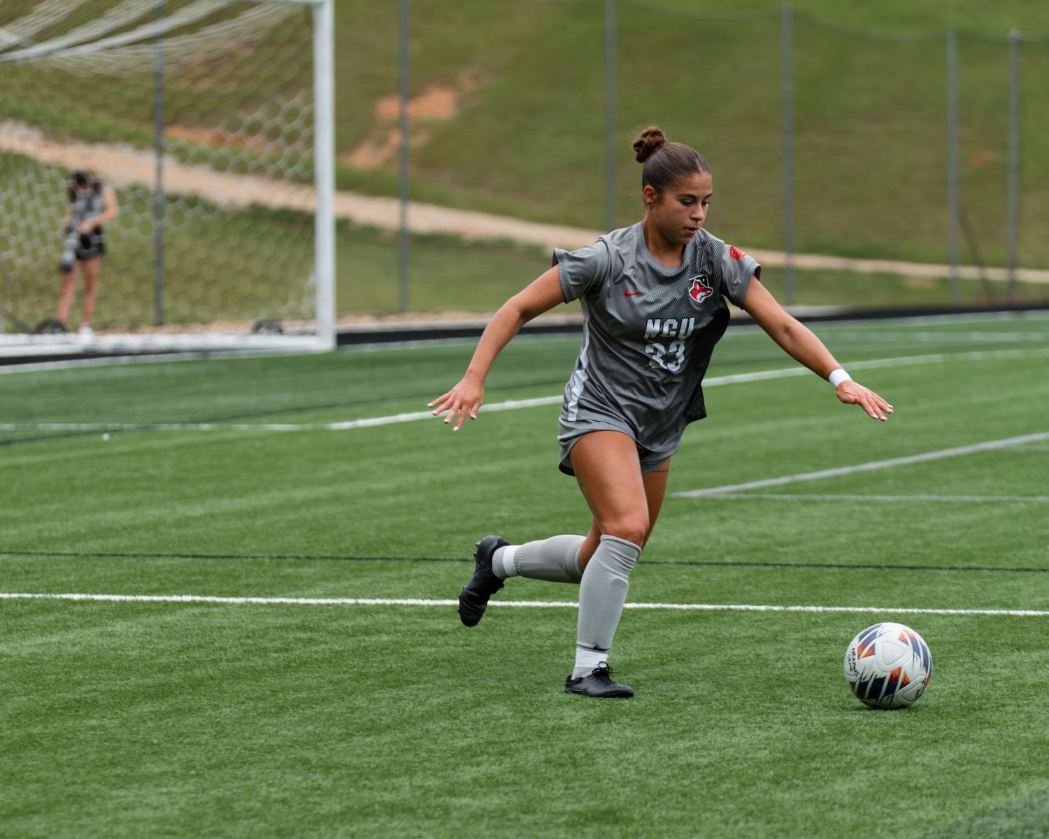 Soccer defender taking back possession