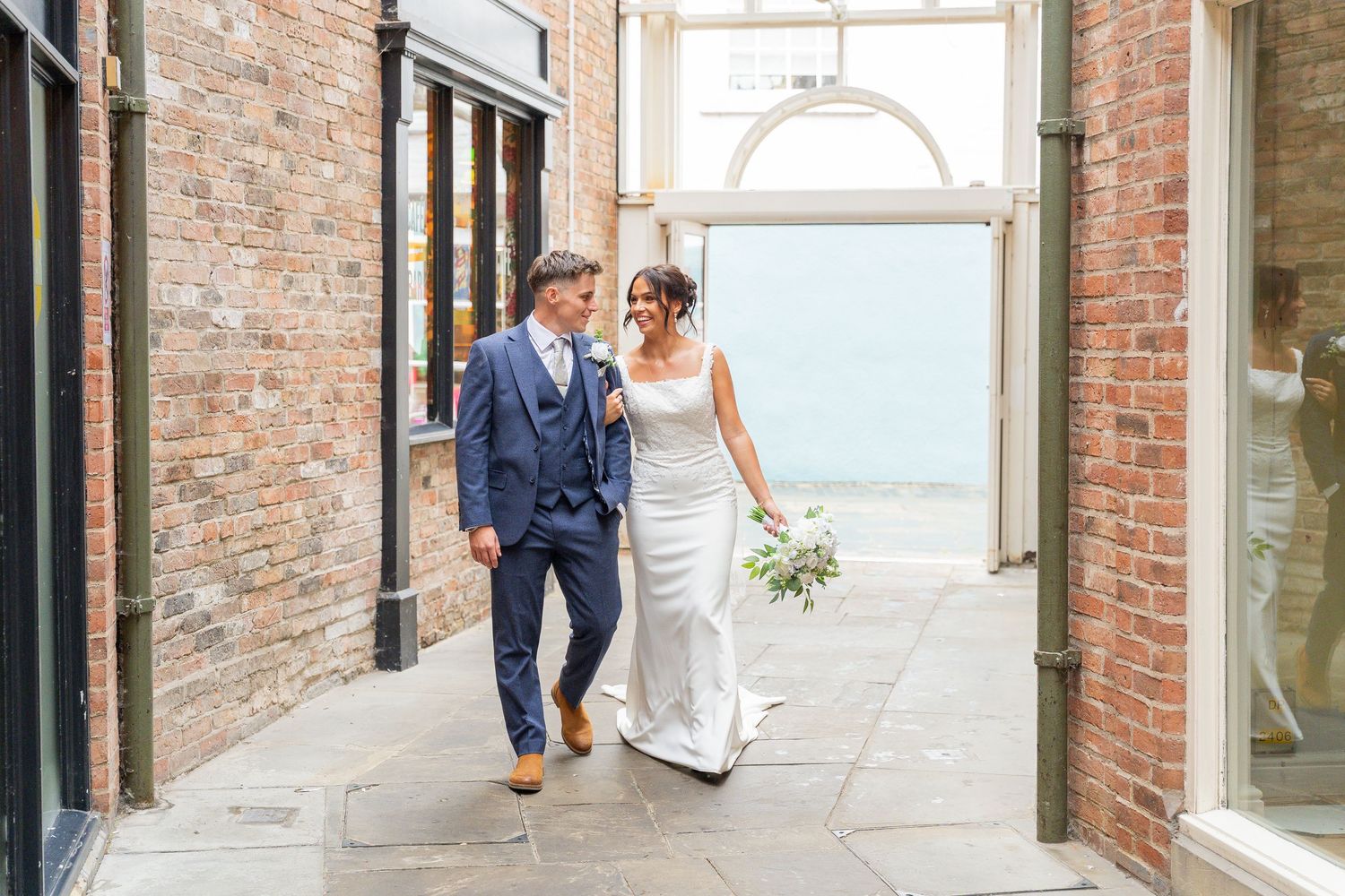 Bride and groom at Newark Town Hall wedding