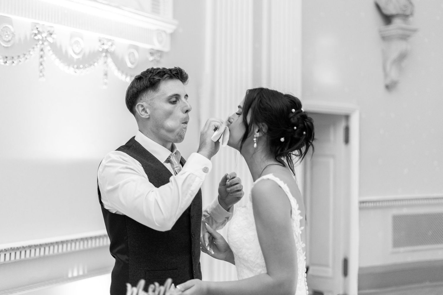Bride and groom at Newark Town Hall wedding