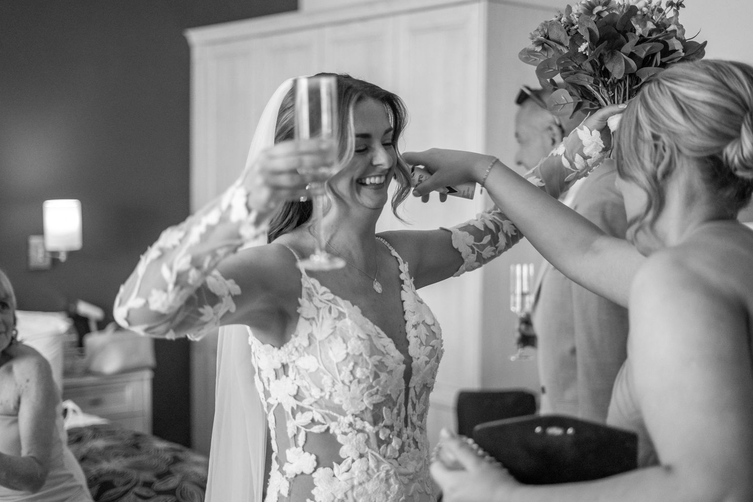 Bride getting ready at Burntwood Court hotel Barnsley