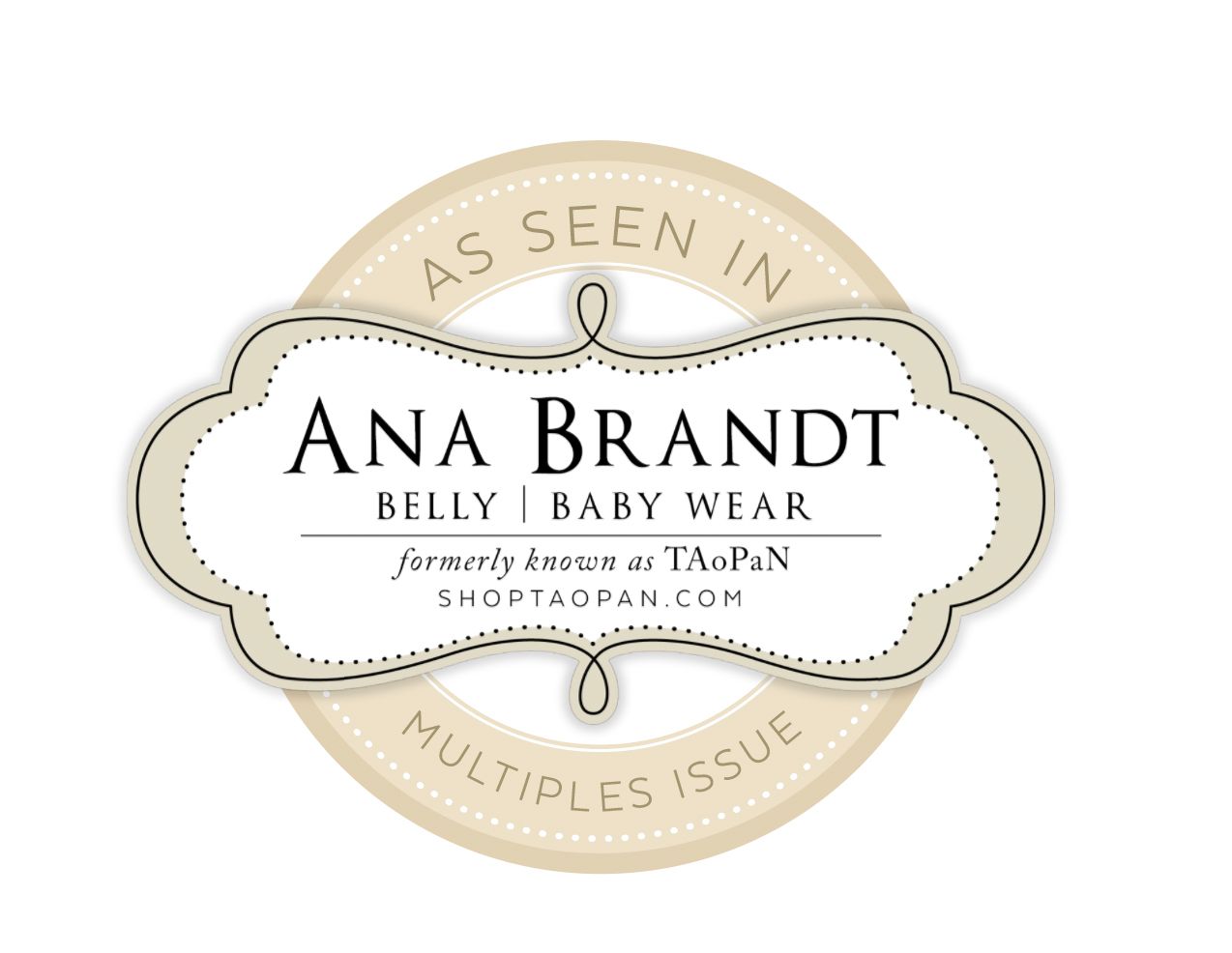 Collection of elegant vintage-style logo badges for photography and baby wear brands.