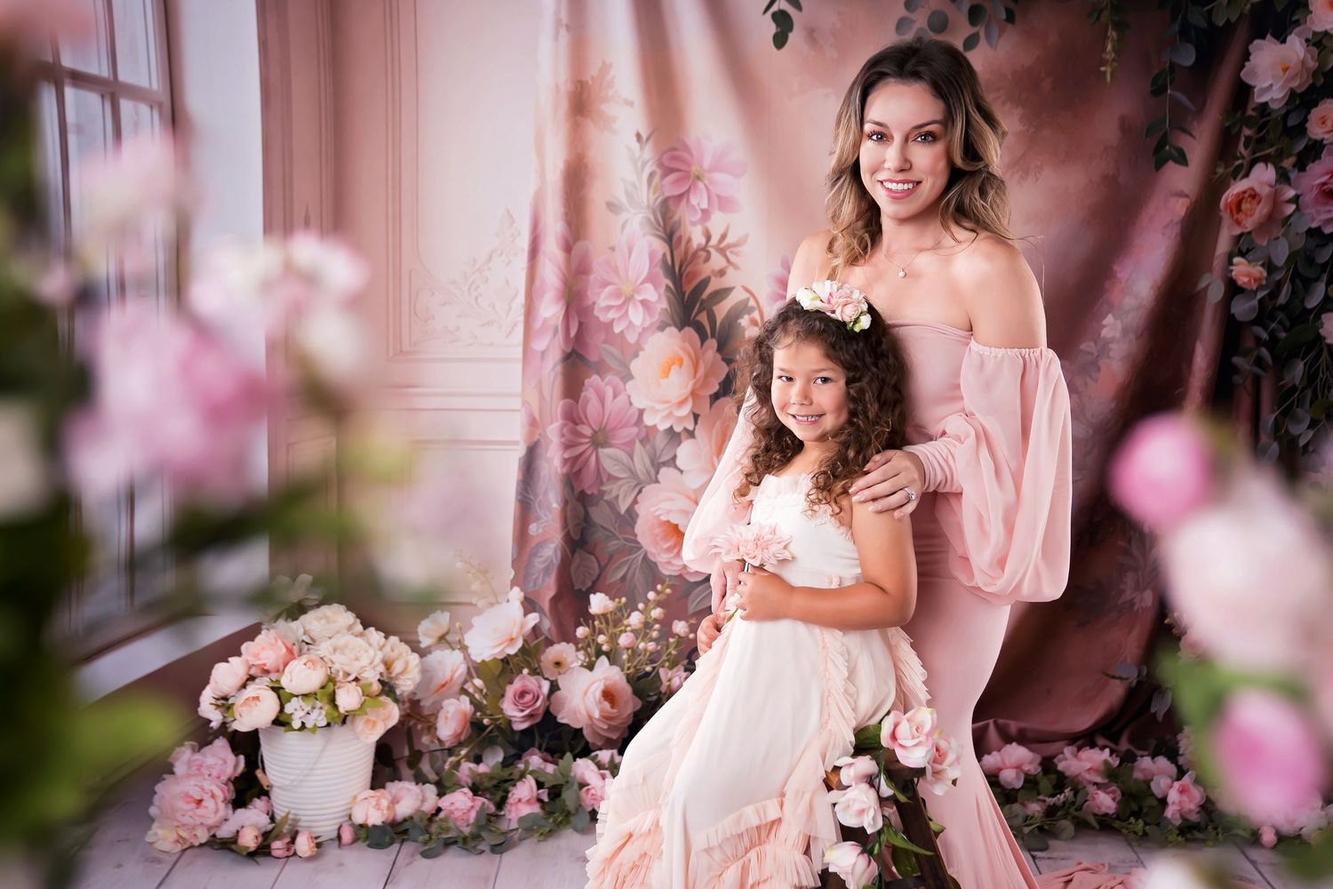 Mother and children portrait during a San Diego Mother’s Day mini session at Ceci Portraits studio in Chula Vista