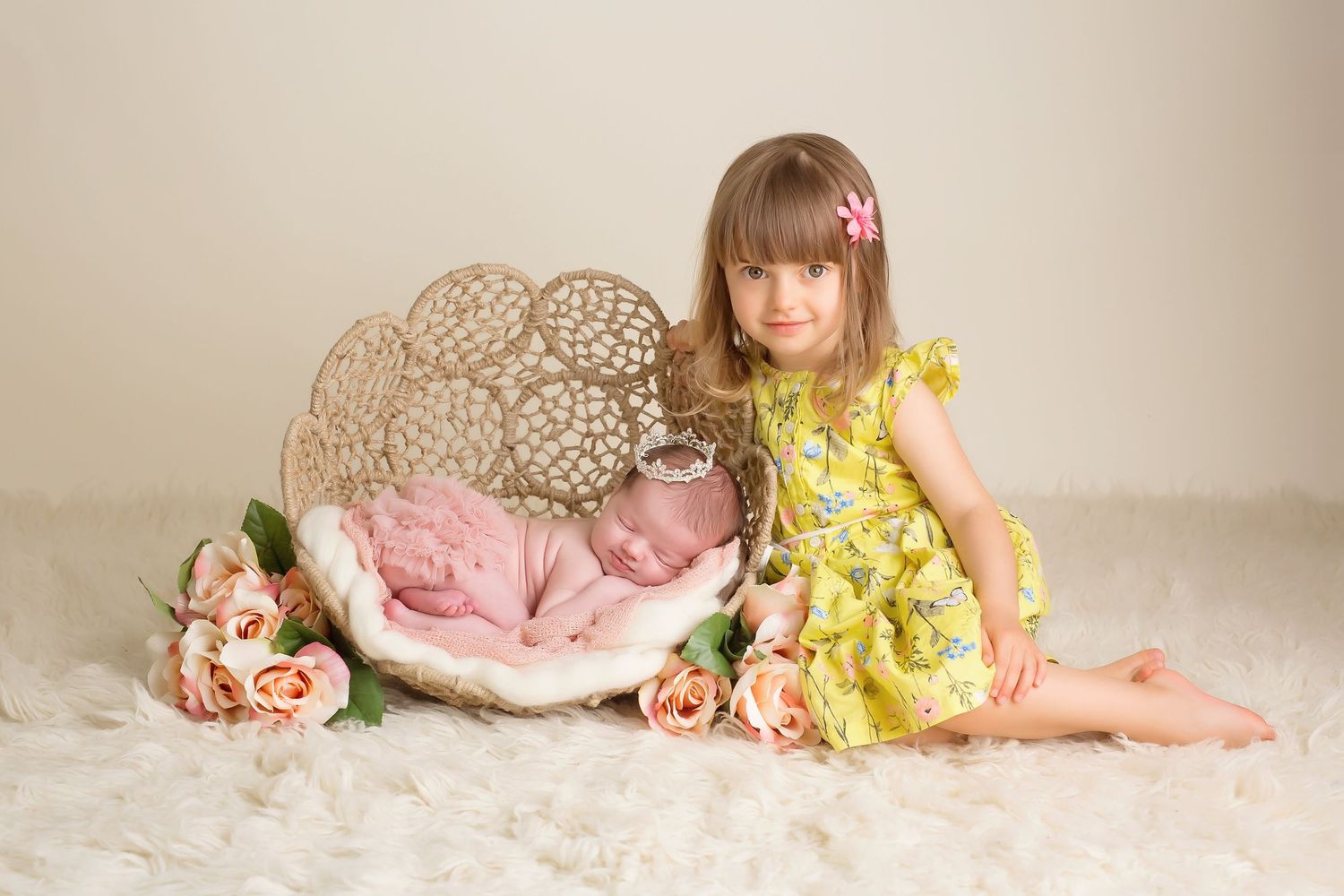 Sweet nursery scene with floral accents and vintage props. San Diego Newborn Photographer