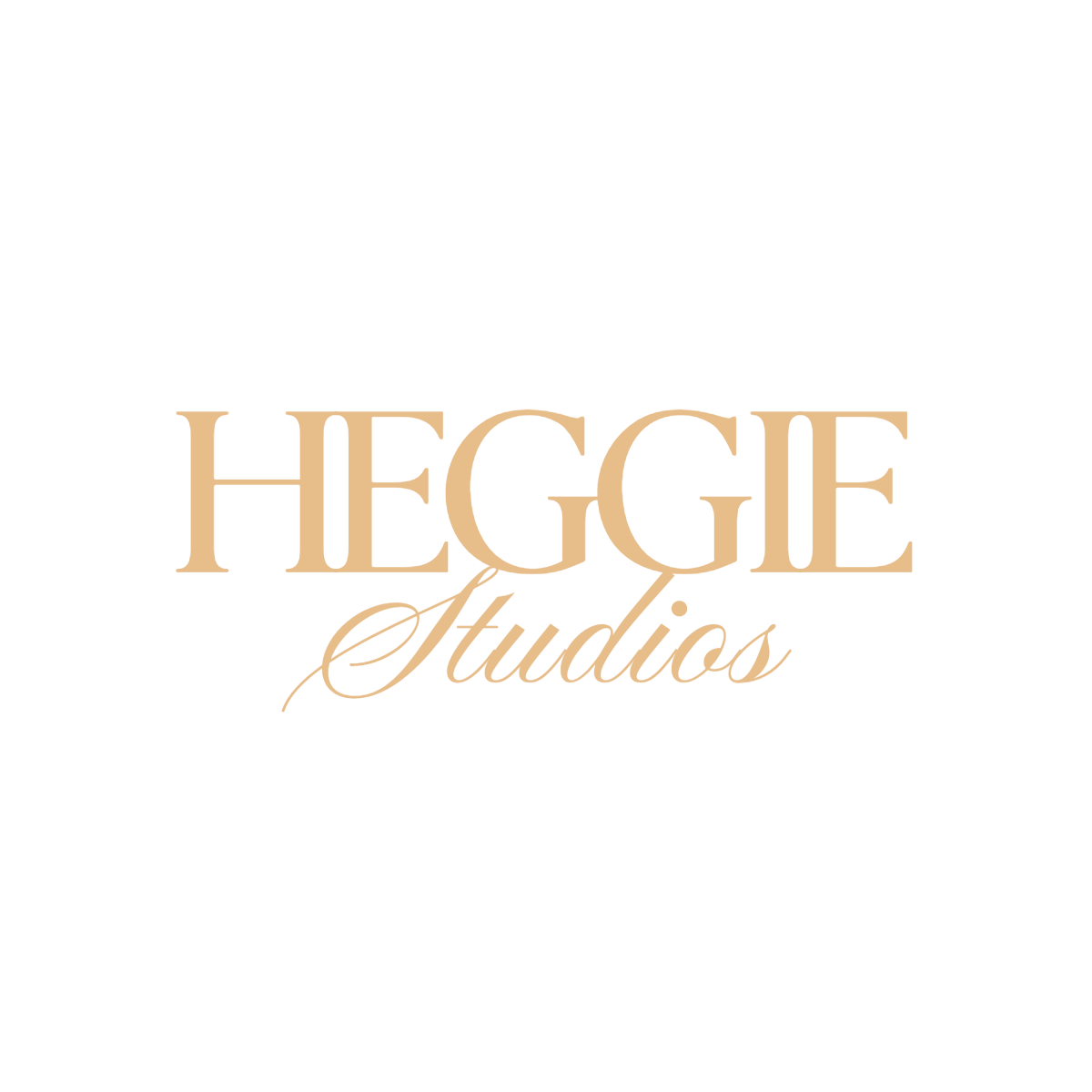 Elegant gold text logo design for Heggie Studios with minimalist typography and sophisticated styling.