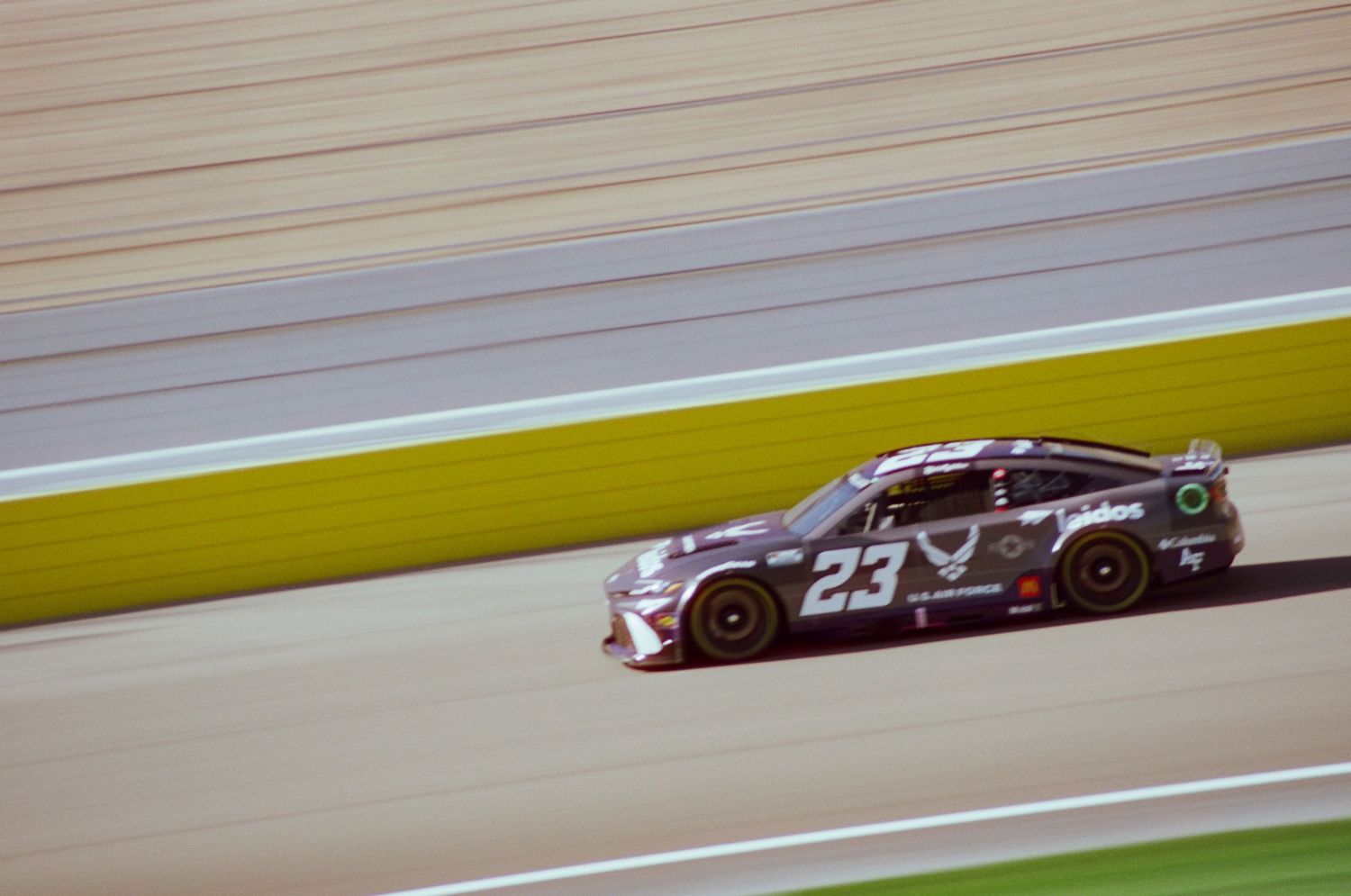 A 35mm film photo from a NASCAR race at Las Vegas Motor Speedway in 2024.